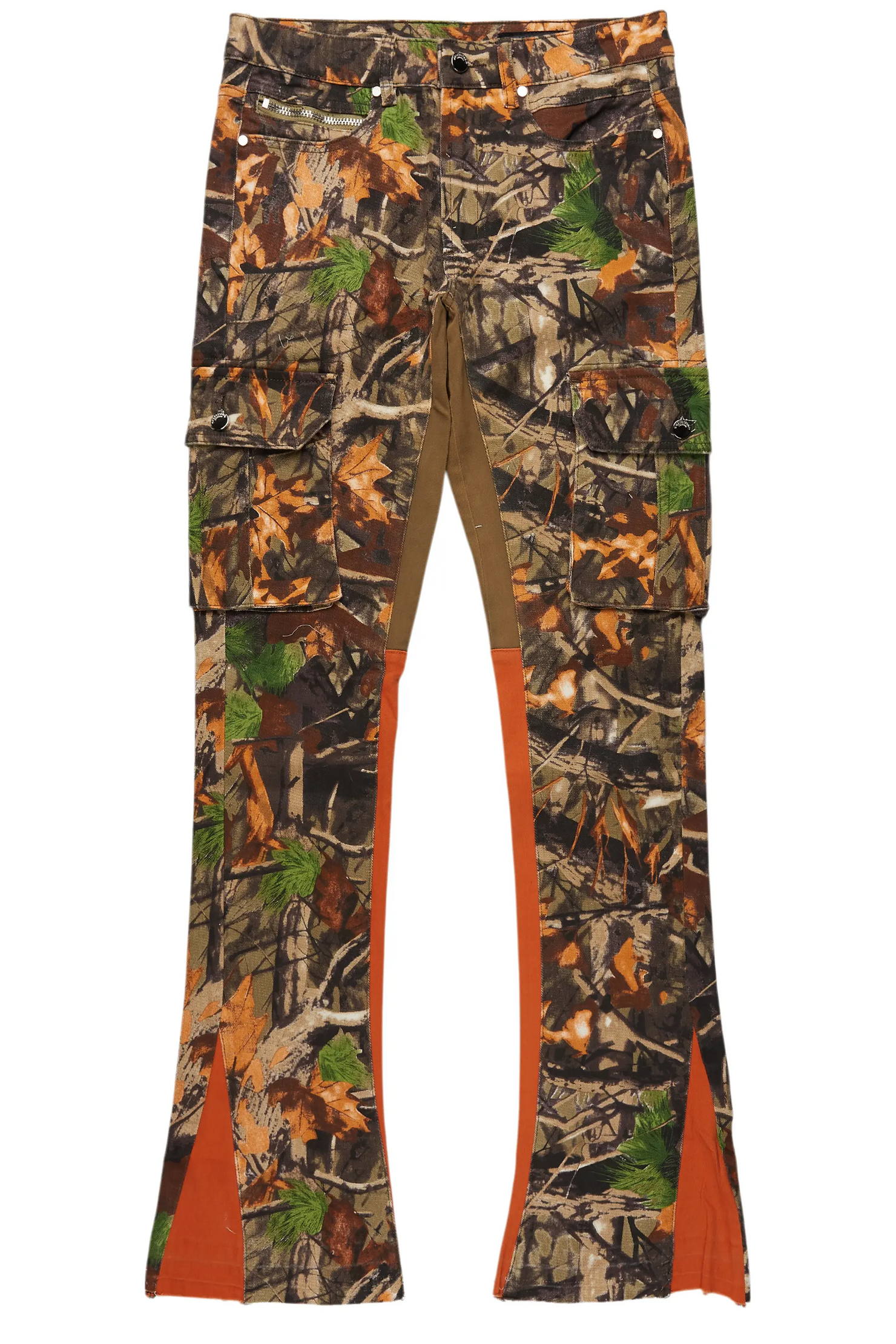 Rolan Orange Tree Camo Stacked Flare Jean