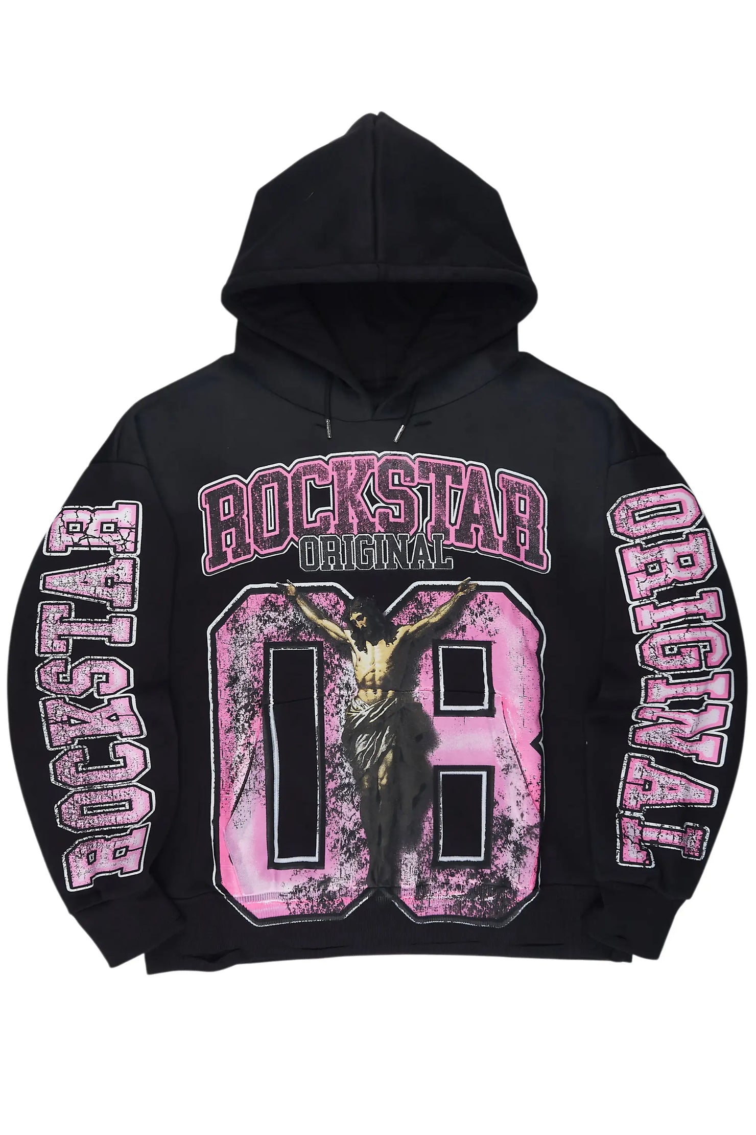 Fields Black Distressed Graphic Relaxed Hoodie