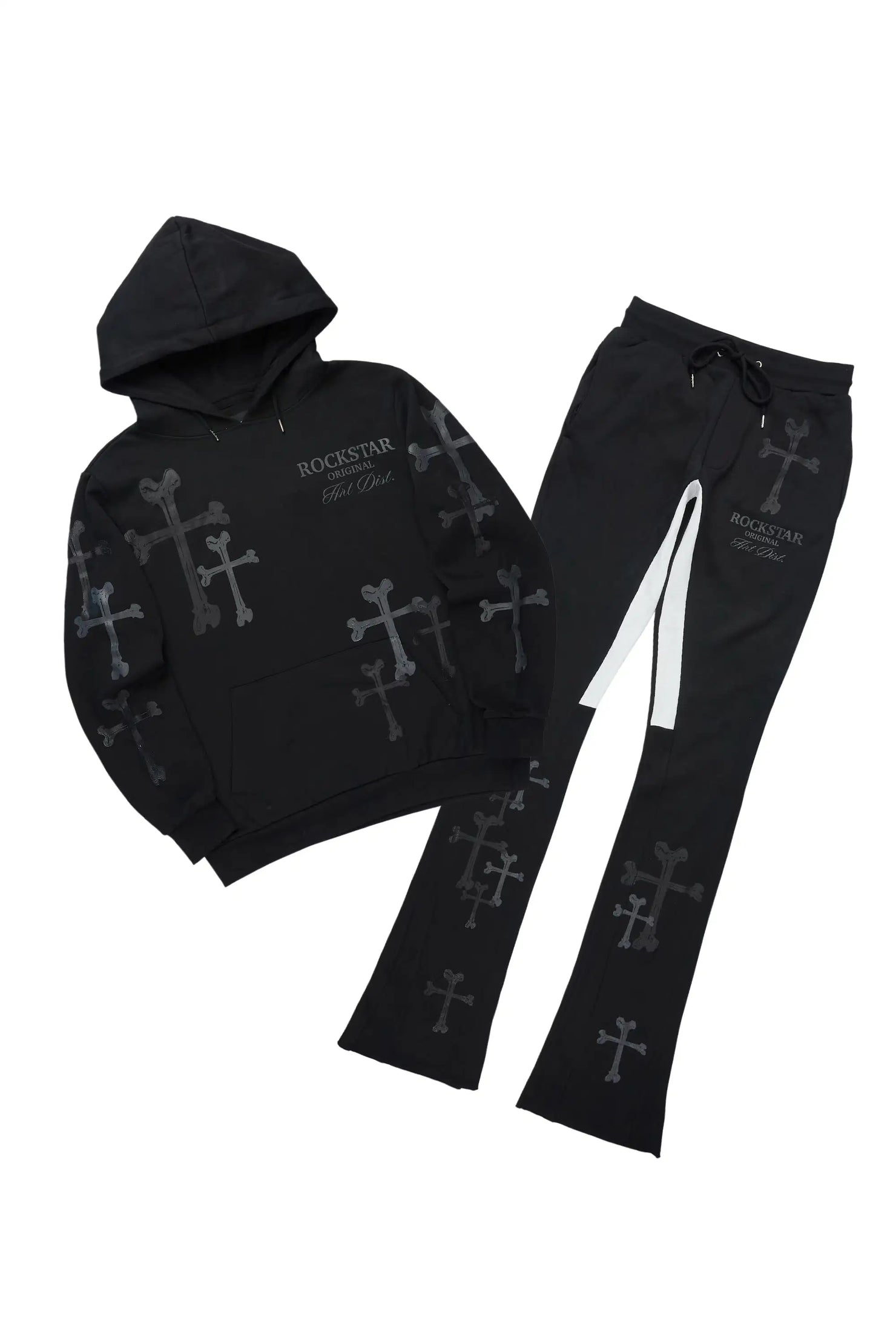 Olivier Black Hoodie/Stacked Flare Track Set