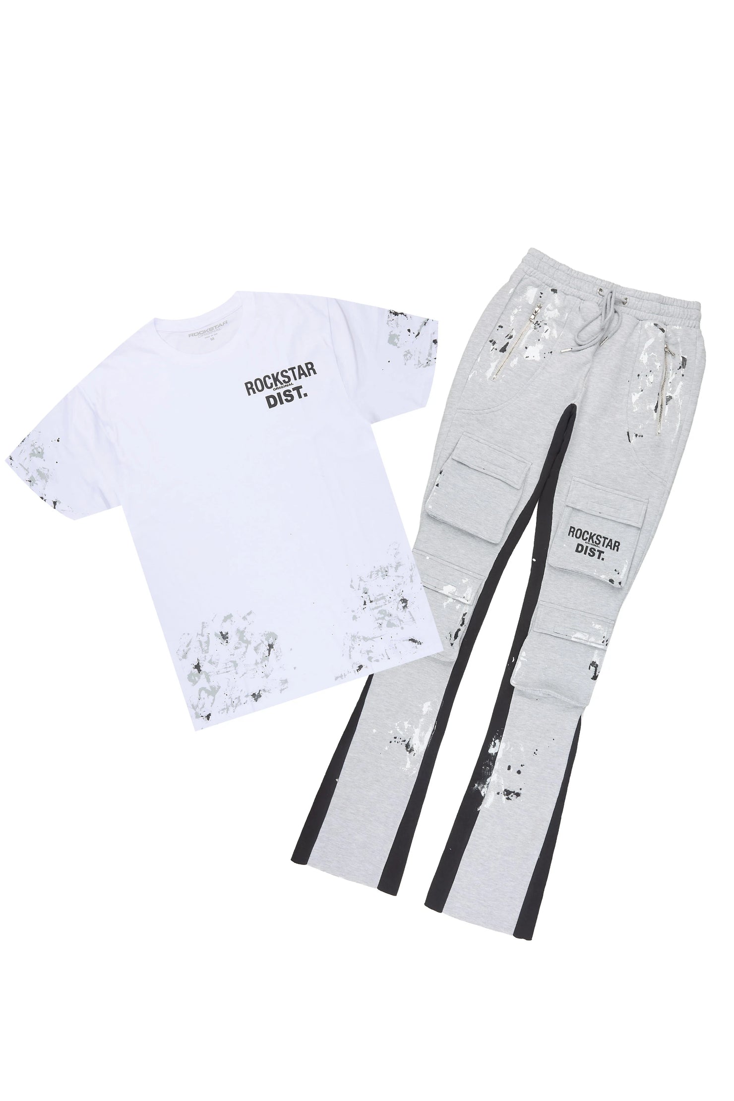 Antoon 2.0 White/Heather Grey T-Shirt/Stacked Flare Track Set