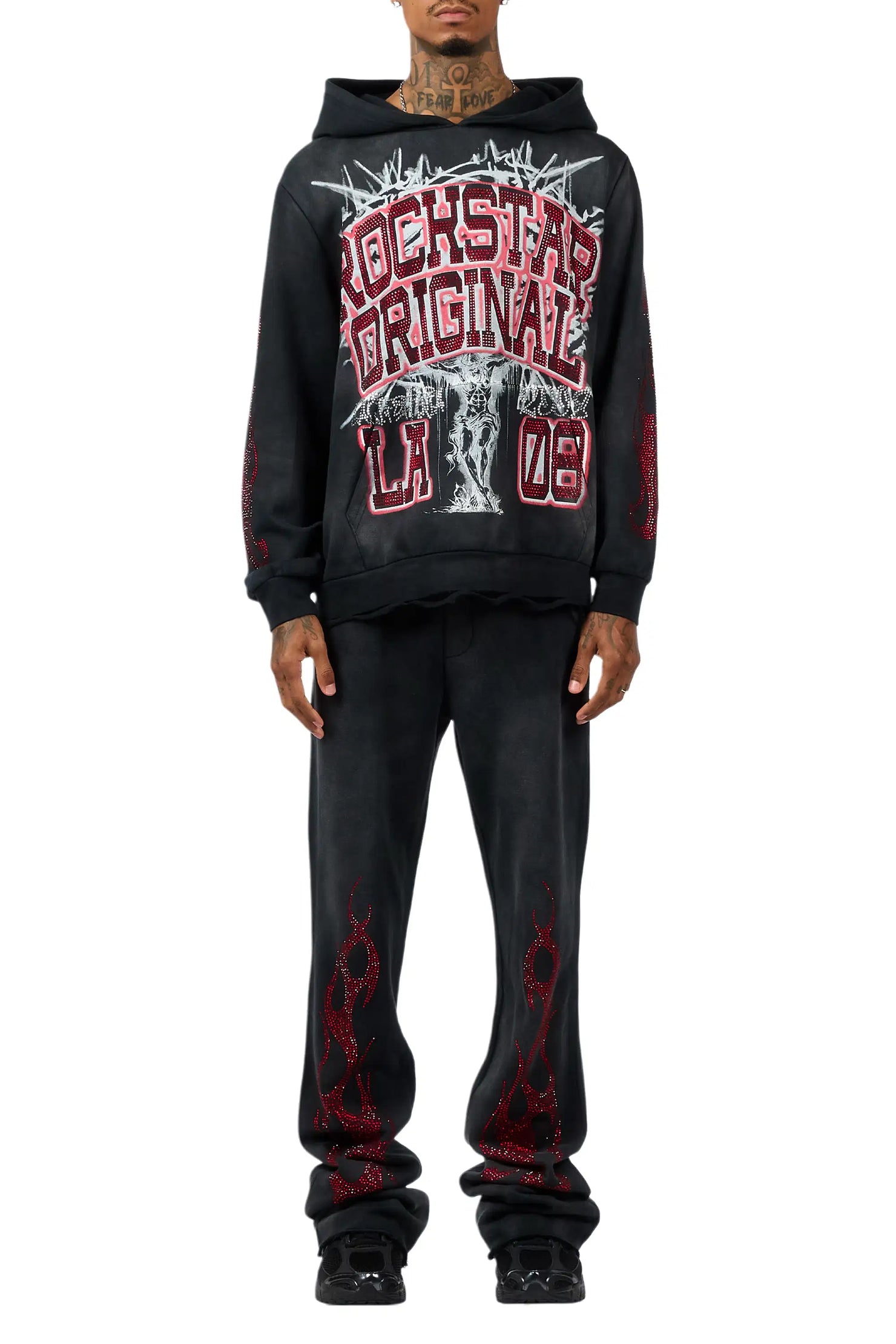Oryn Black Hoodie/Stacked Pant Track Set
