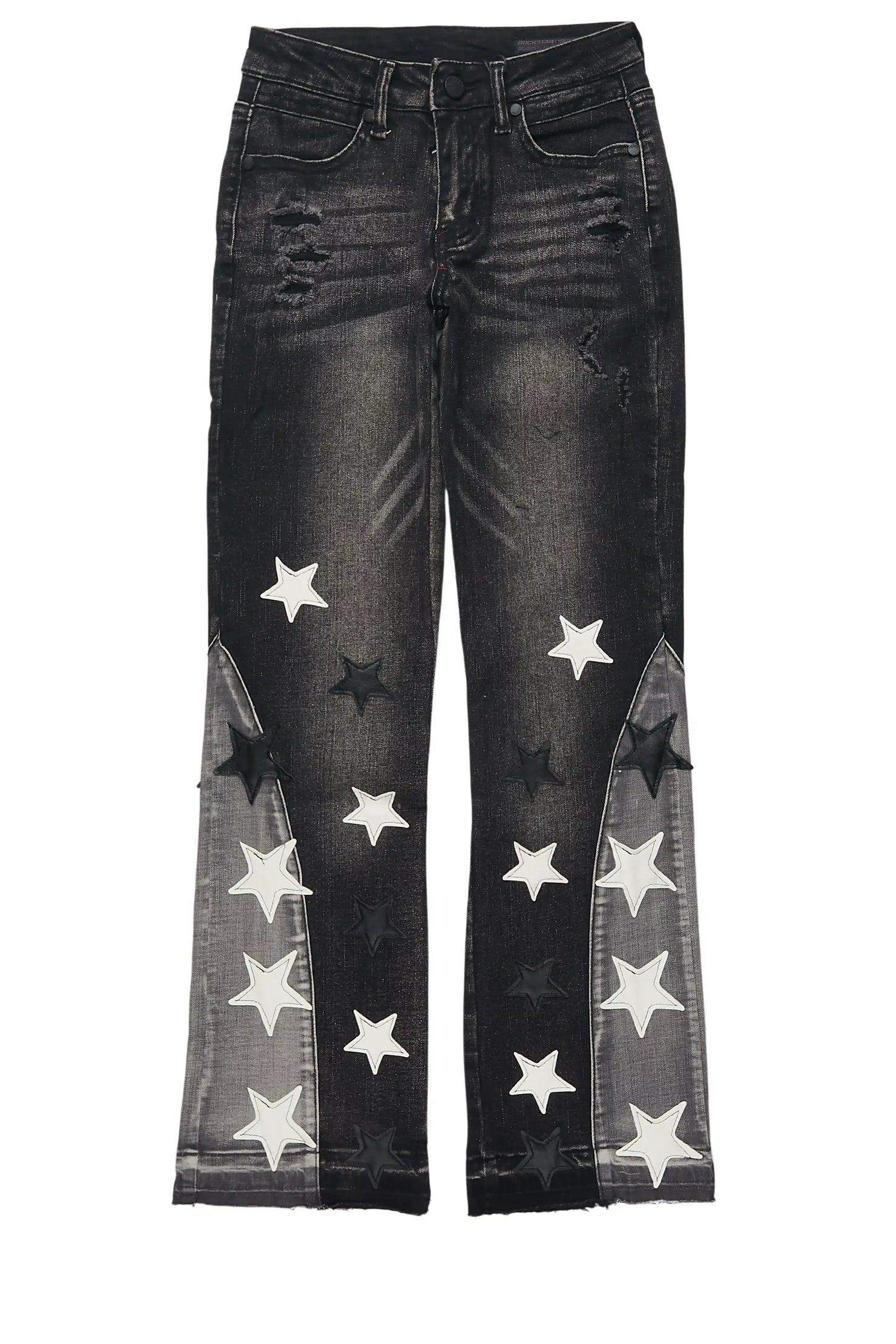 Girls Adella Black Stacked Jean