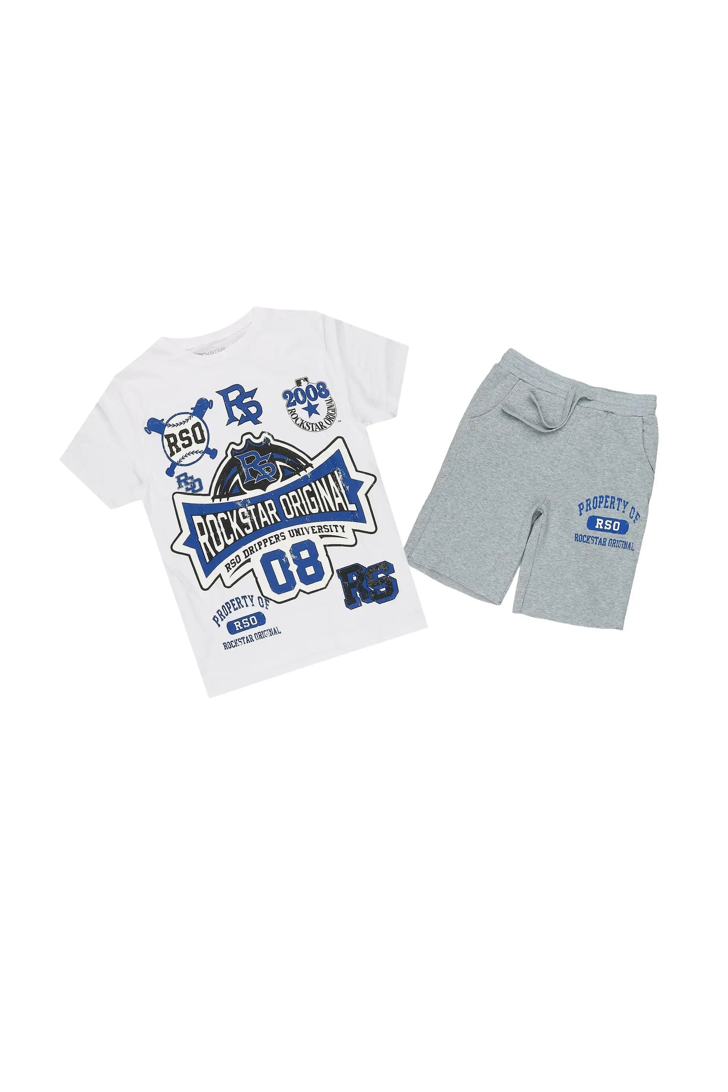 Boys Mavrix White/Grey T-Shirt Short Set