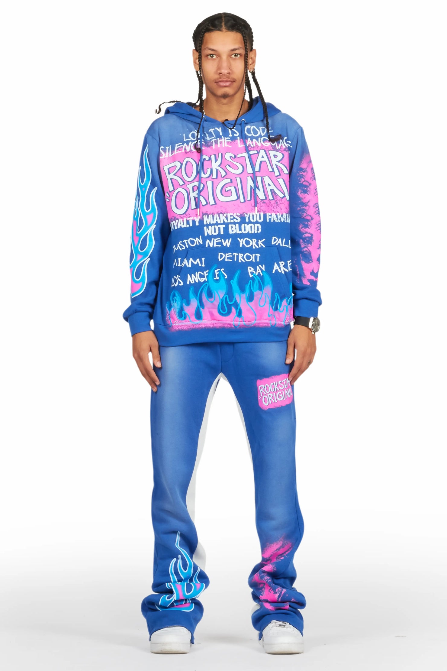 Beno Royal Blue Hoodie/Baggy Track Pant Set