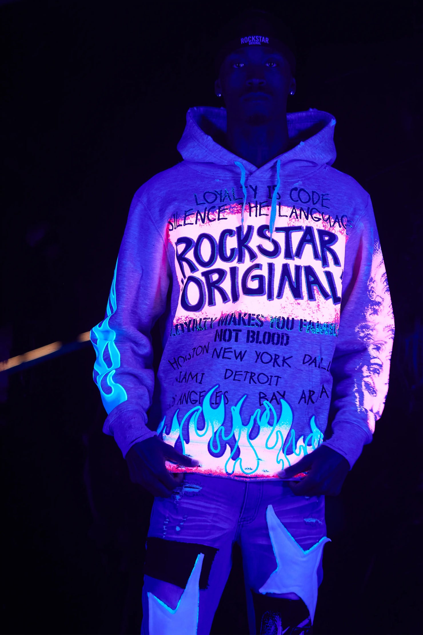 Beno Heather Grey Distressed Graphic Hoodie