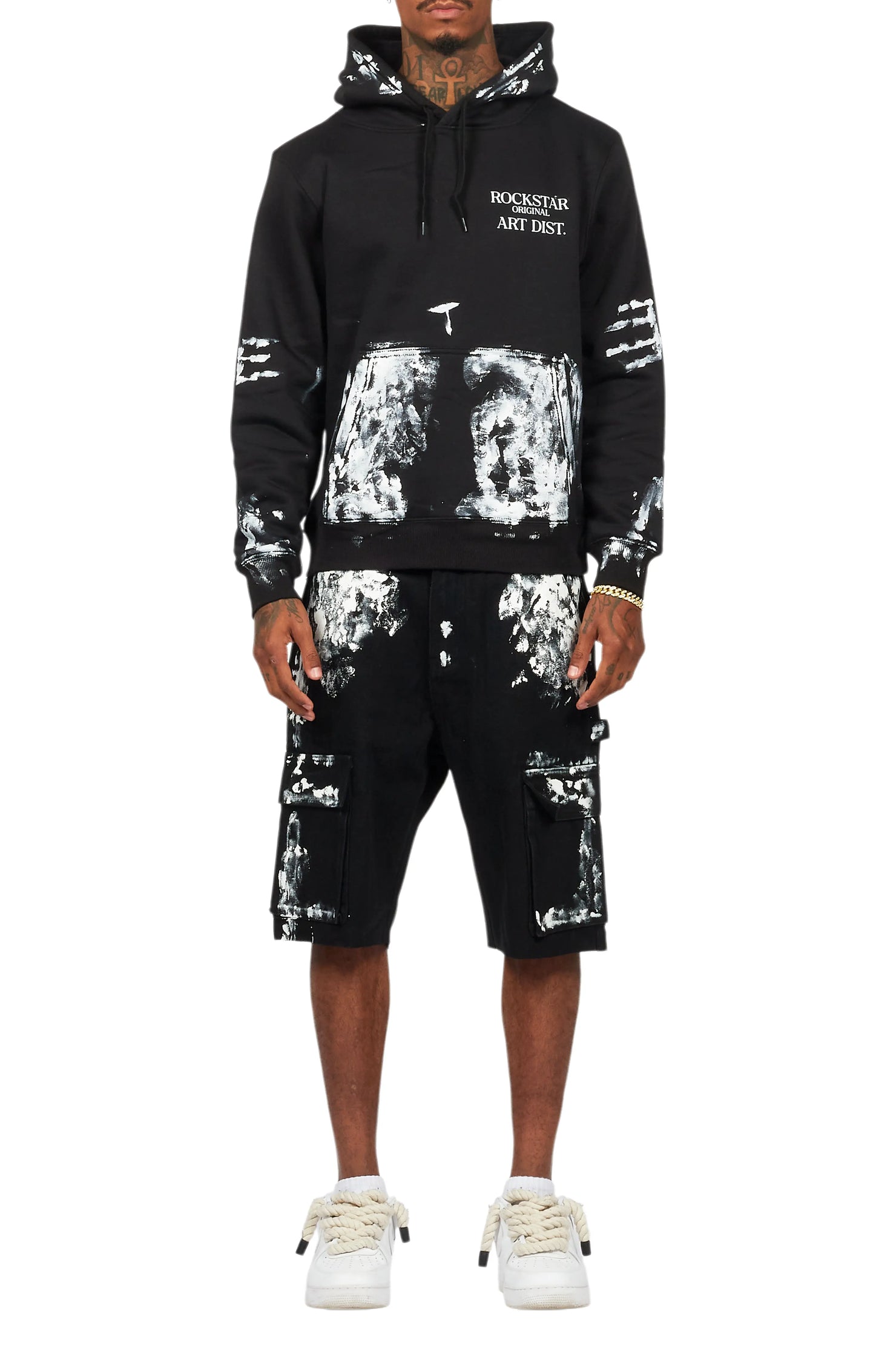 Filip Black Hoodie/Denim Short Set