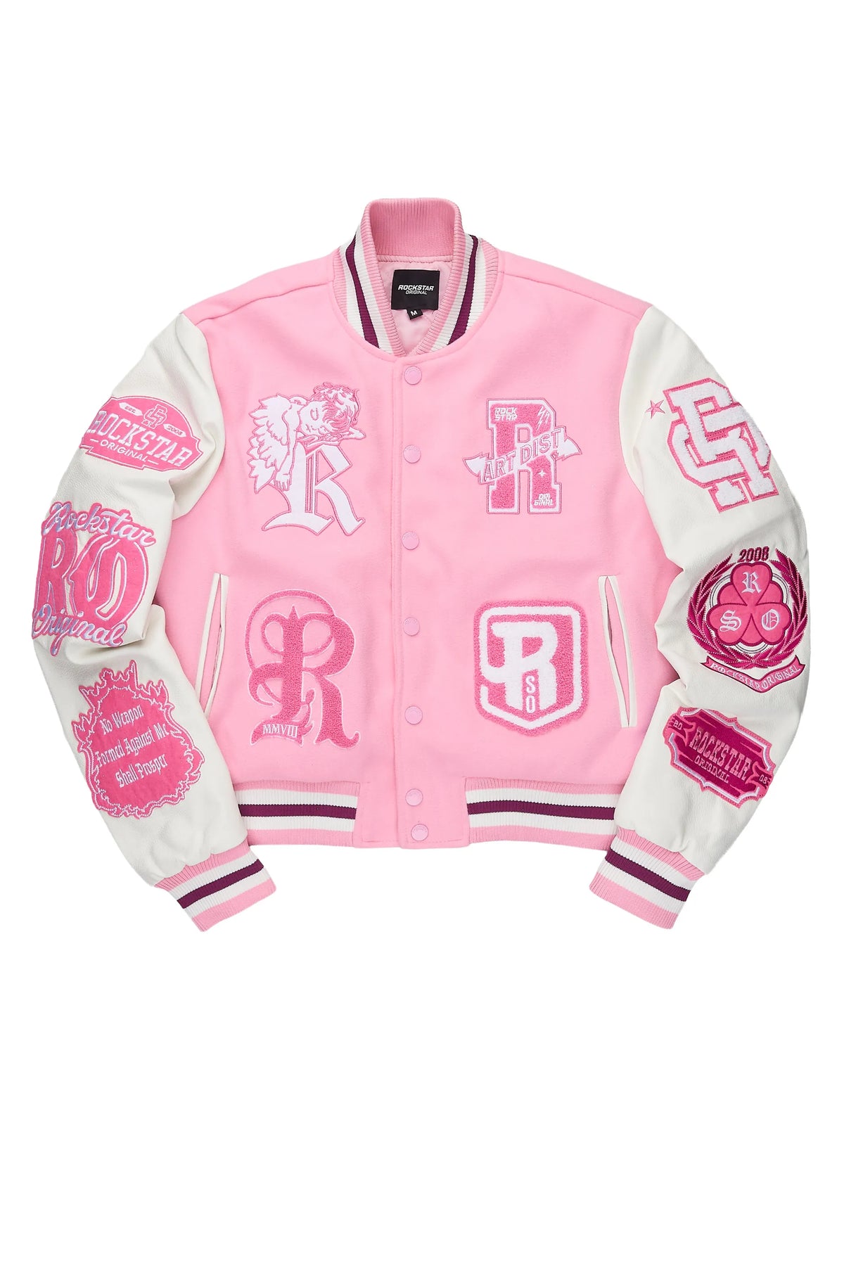 Shamarria Pink/White Oversized Varsity Jacket