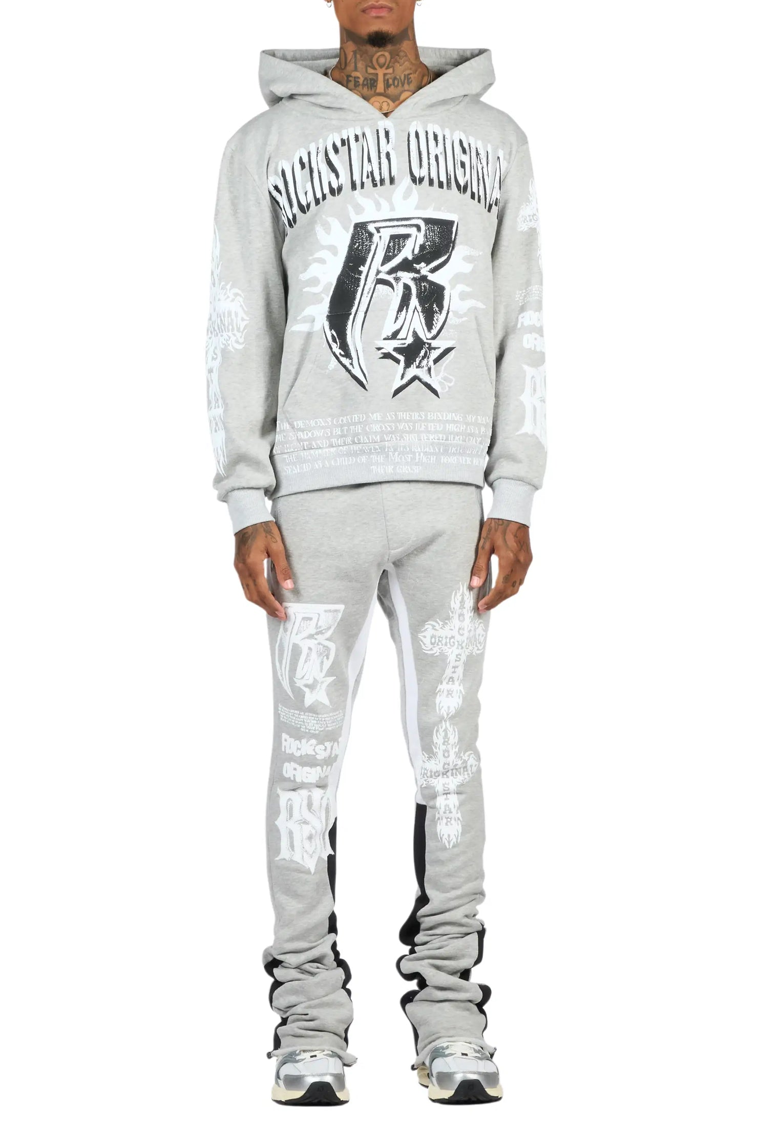 Raxil Heather Grey/Black Hoodie/Super Stacked Track Set