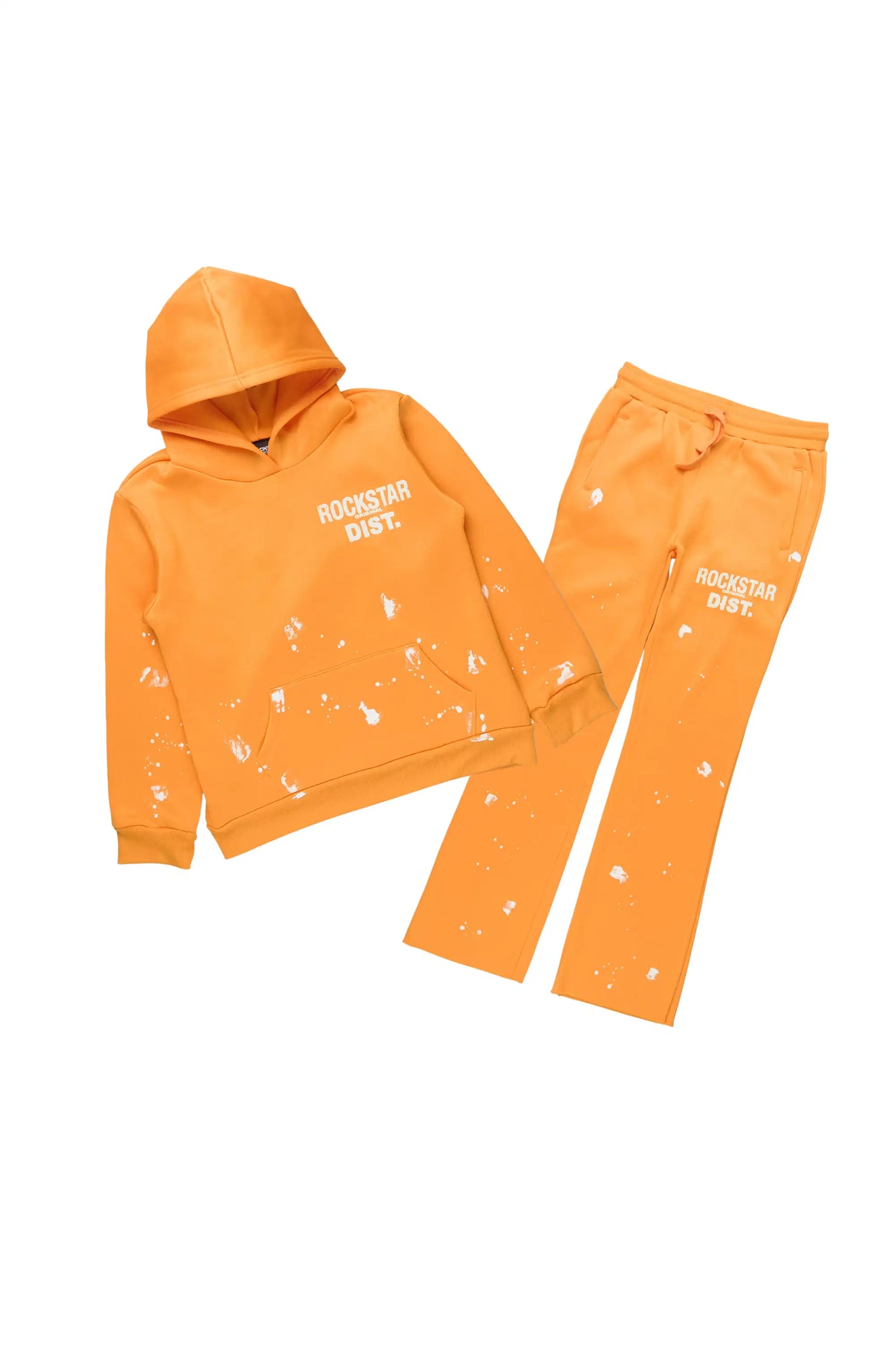 Girls Hadley Orange/White Hoodie Stacked Flare Track Set
