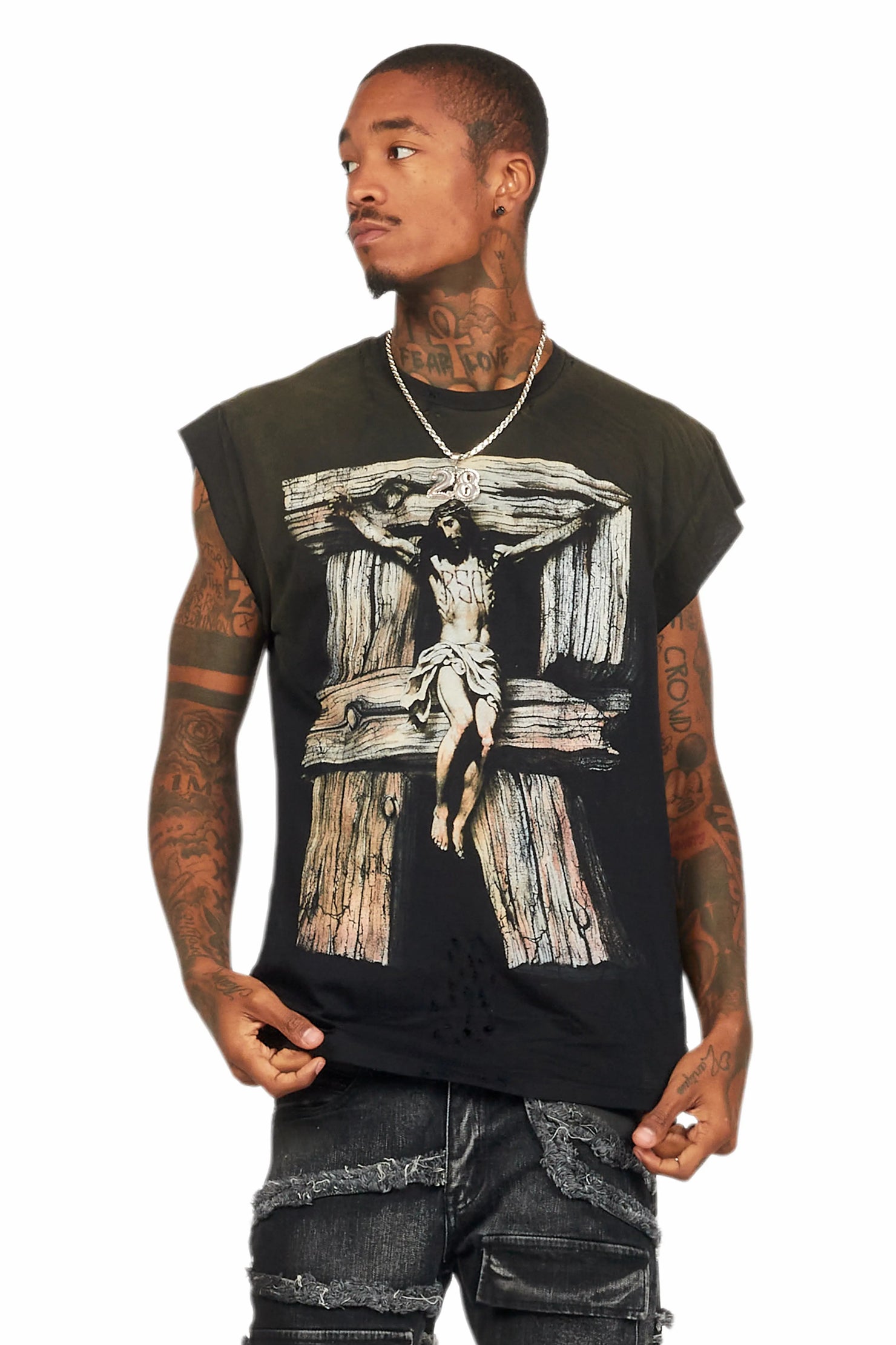 Netto Black Graphic Muscle T-Shirt