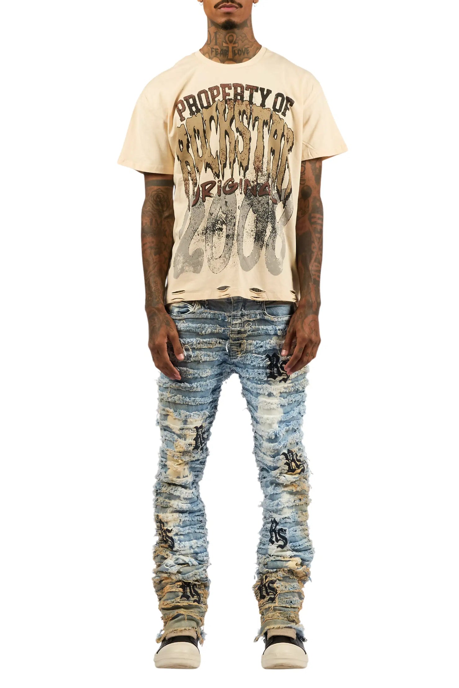 Inferna Blue Stacked Flare Jean