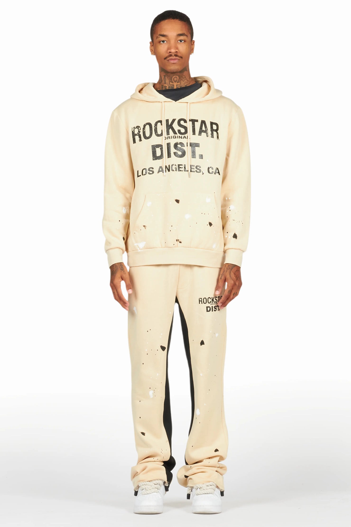 Scottie Beige Hoodie Relaxed Stacked Track Set