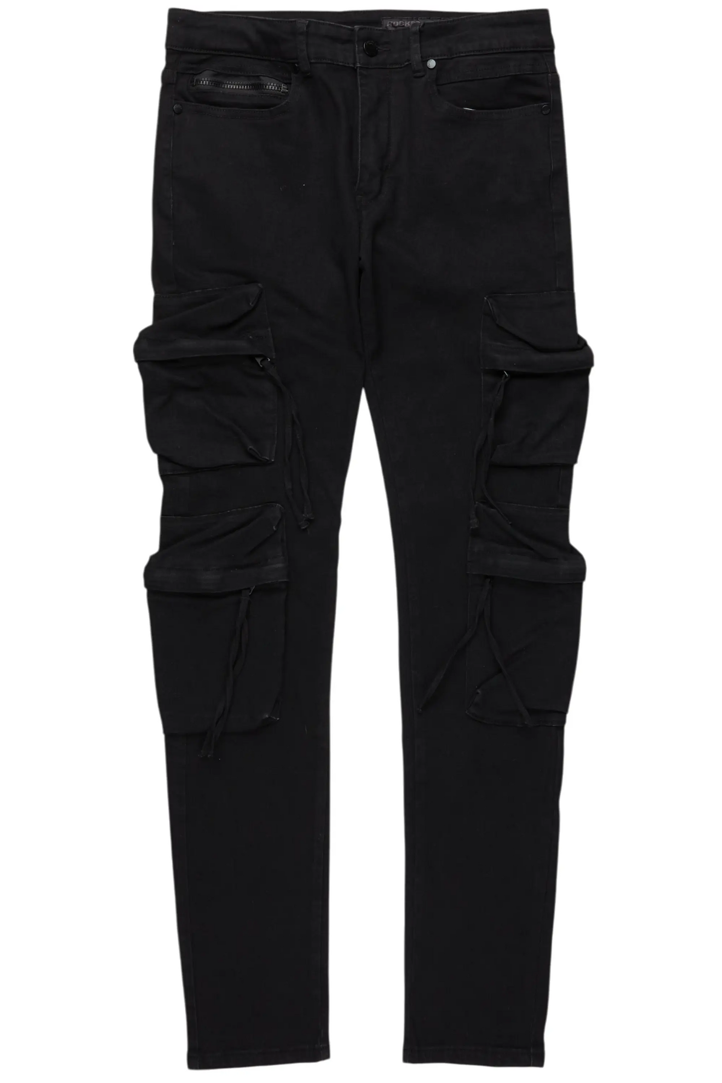 Rodion Jet Black Slim Fit Cargo Jean