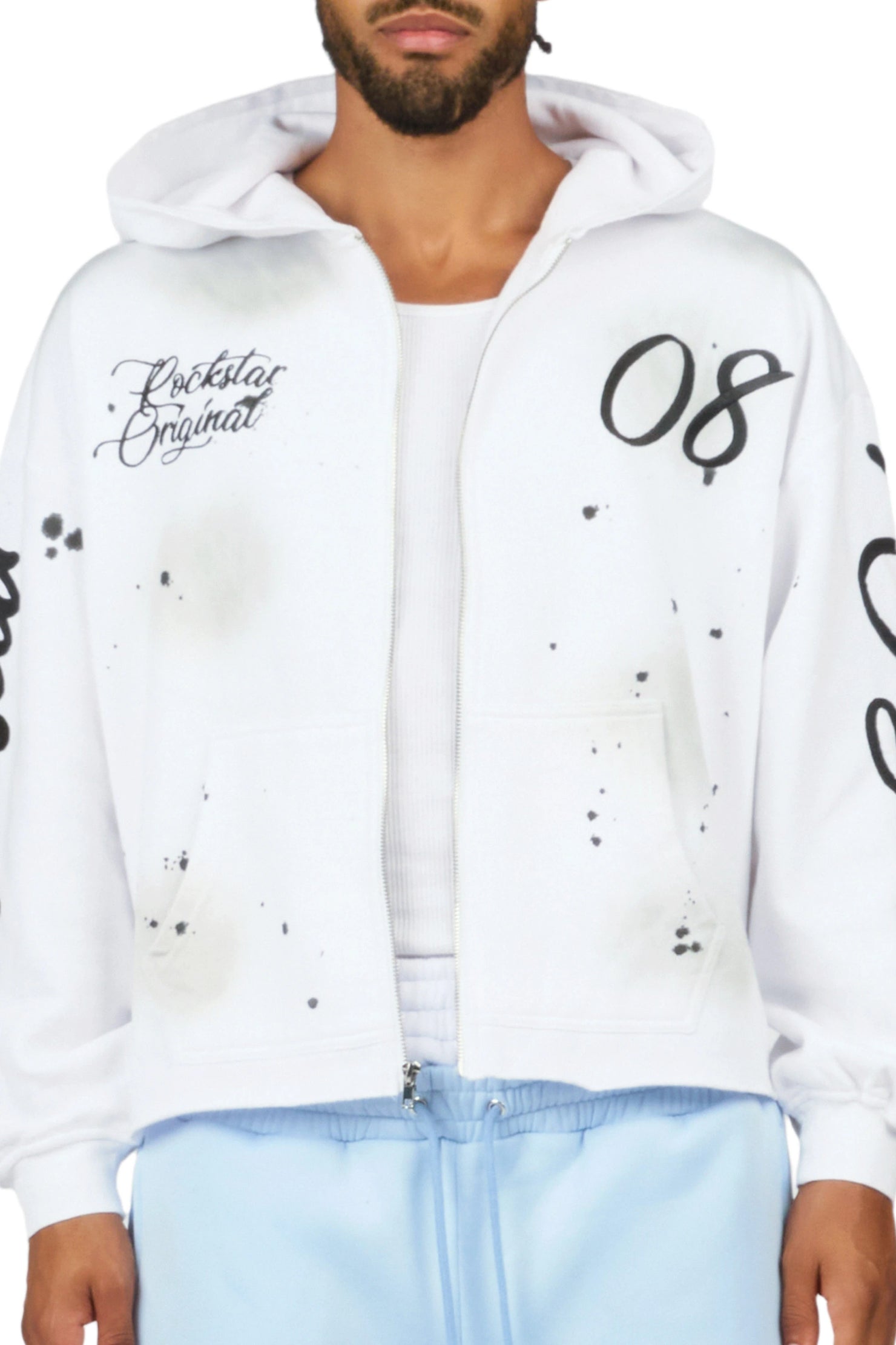 Hanif White Zip Up Hoodie