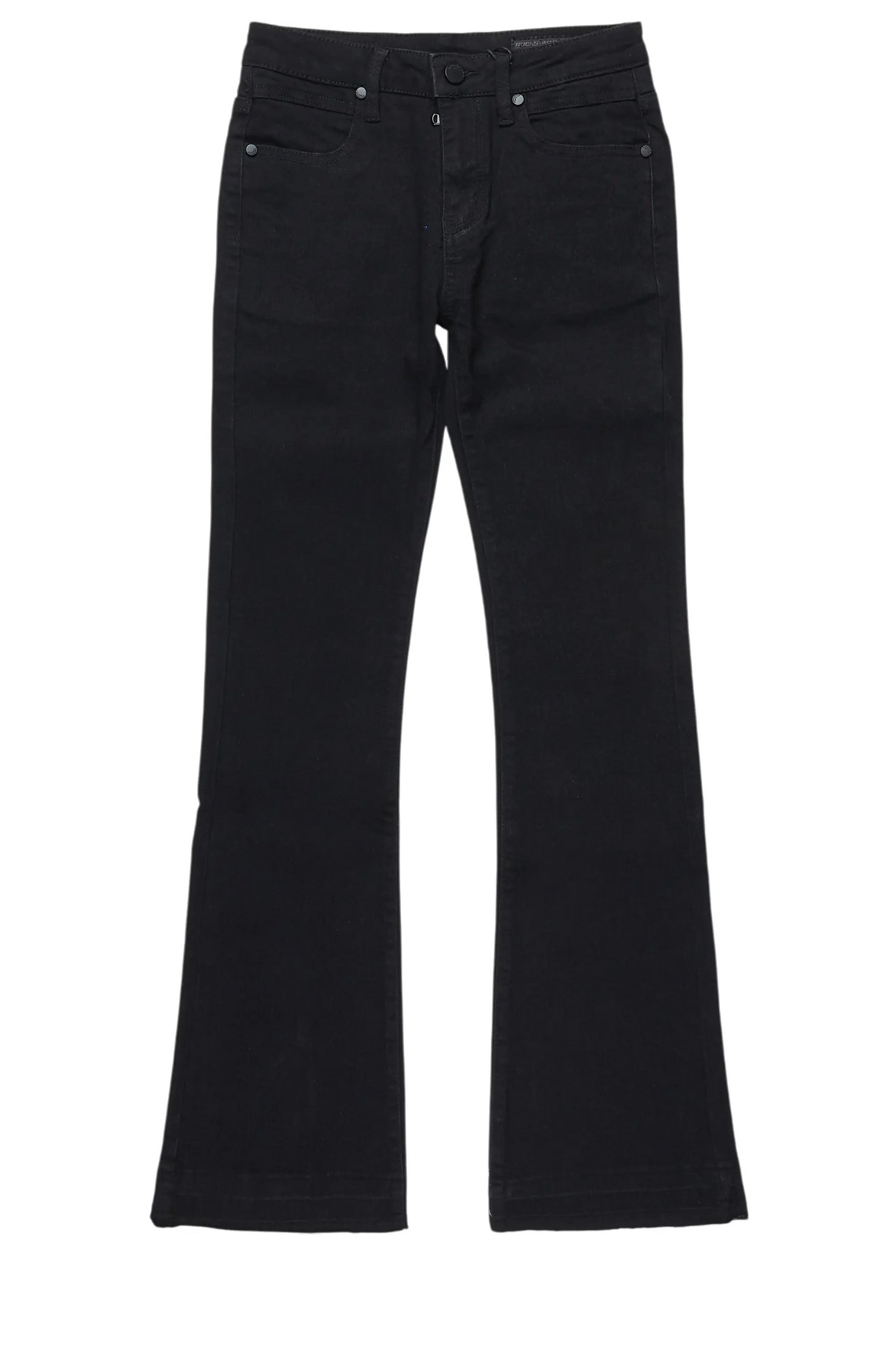 Girls Daga Jet Black Stacked Flare Jean