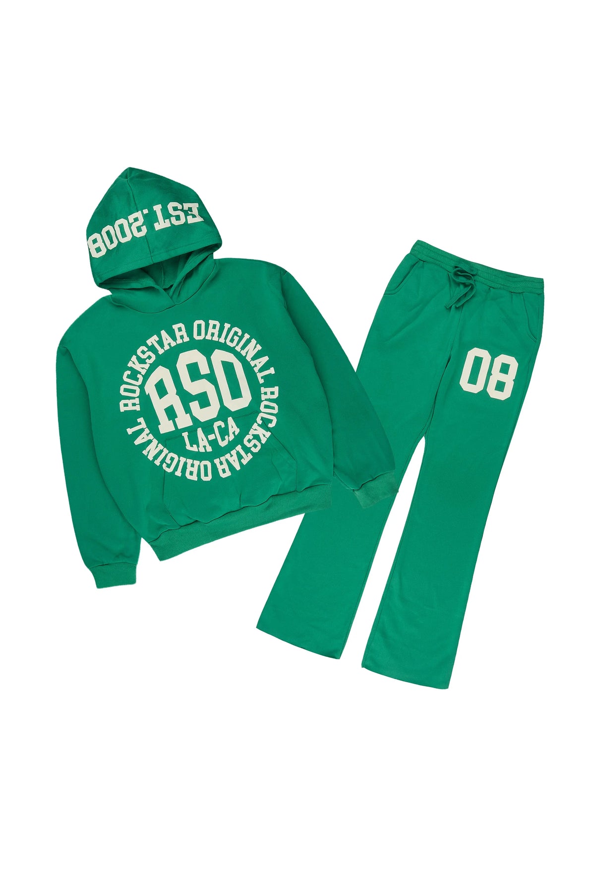 Boys Garbo Green/Cream Hoodie Stacked Track Set