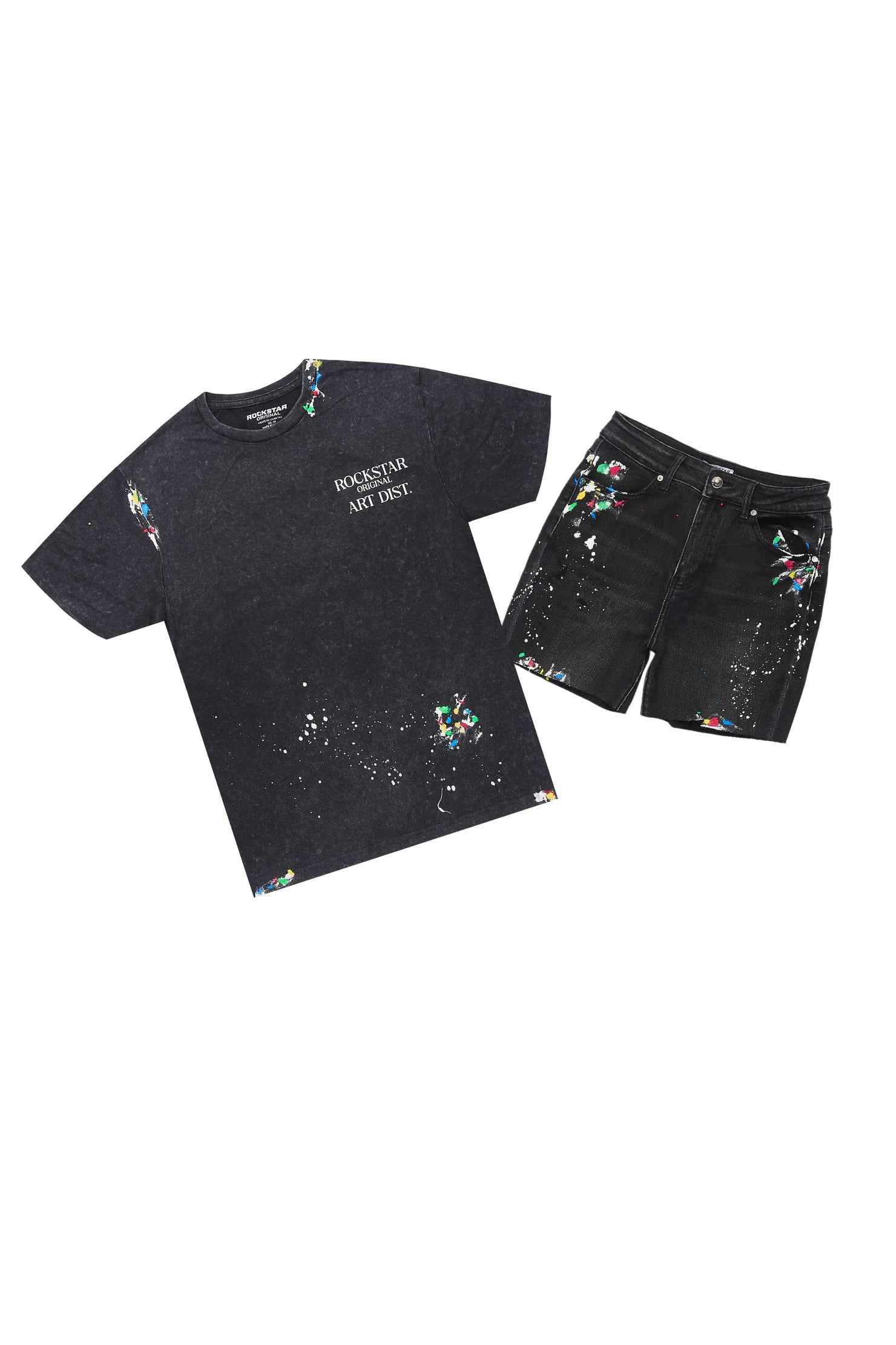 Kathie Vintage Black T-Shirt Denim Short Set