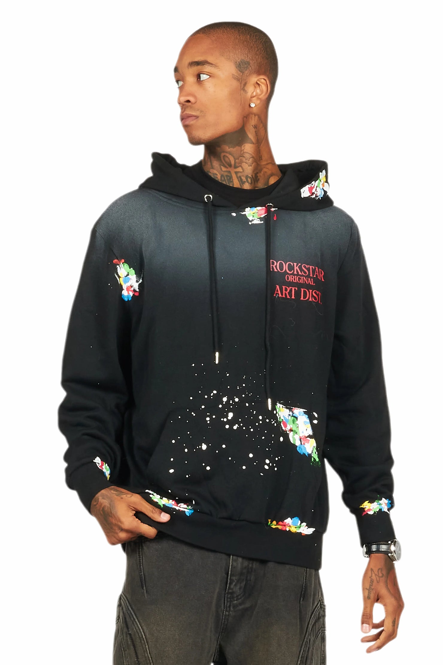 Rockstar Art Dist. Black/Red Graphic Hoodie