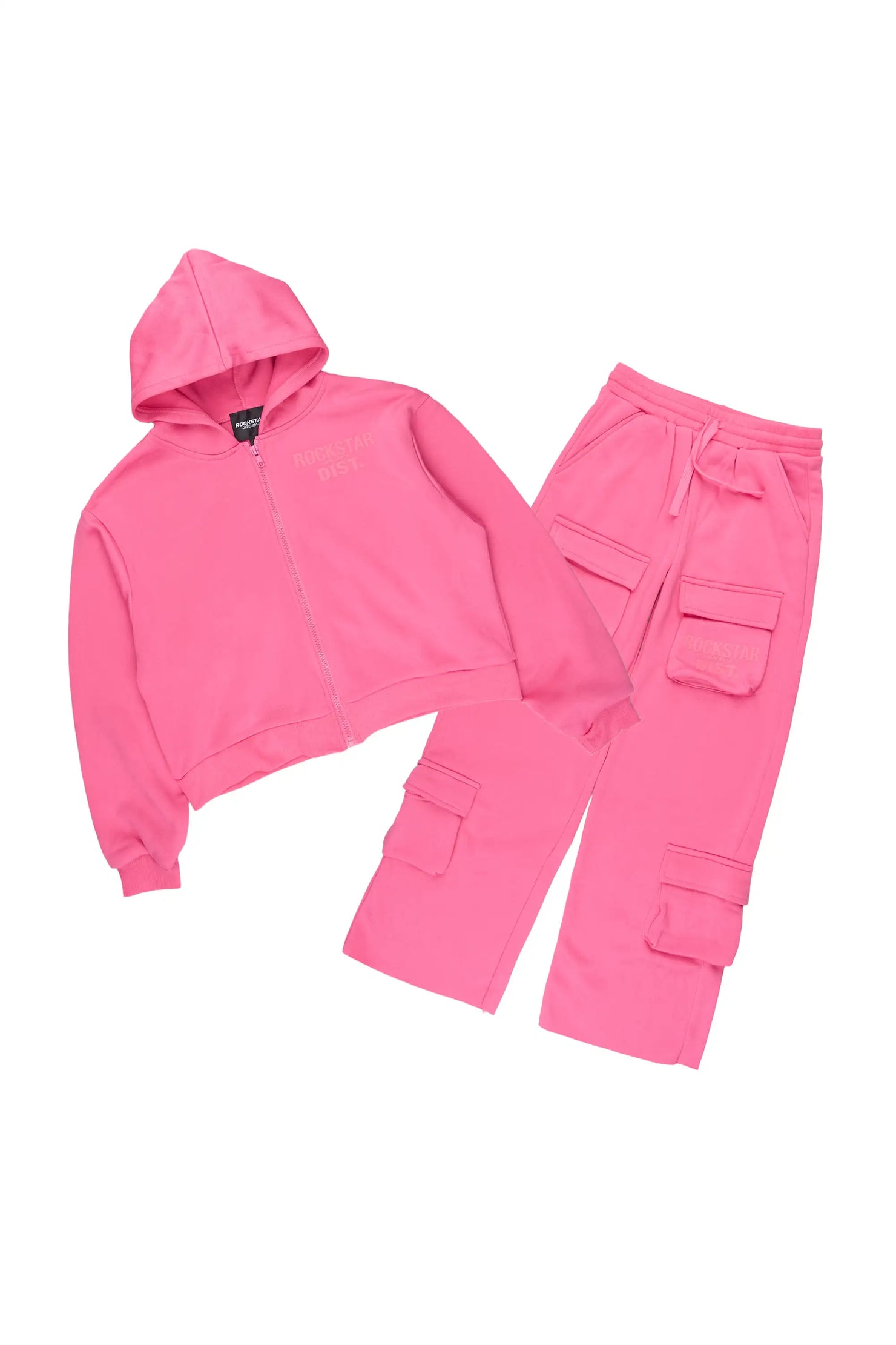 Girls Mauricia Pink Crop Baggy Track Set