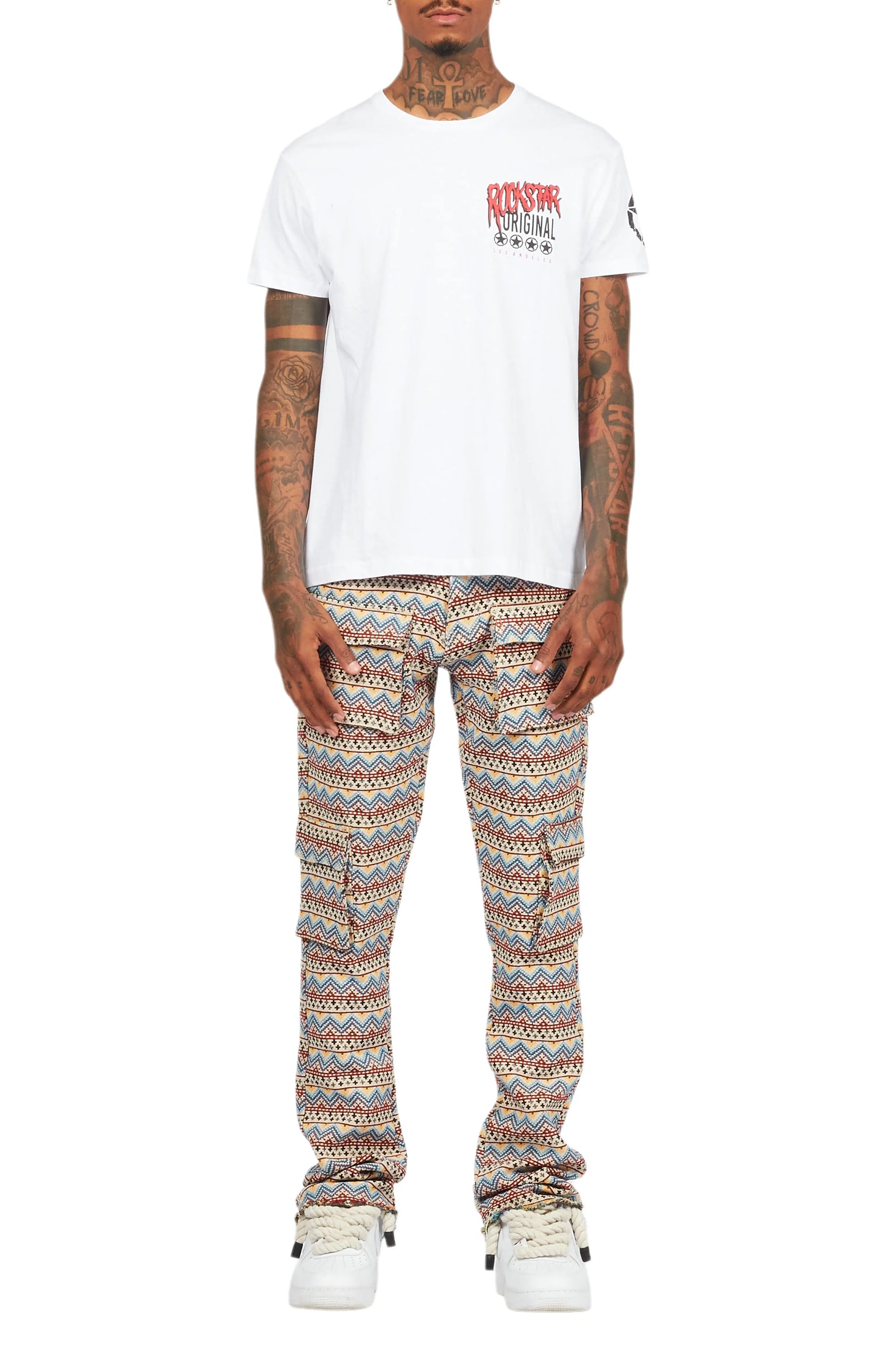 Zierry Tapestry Multi Cargo Stacked Flare Jean