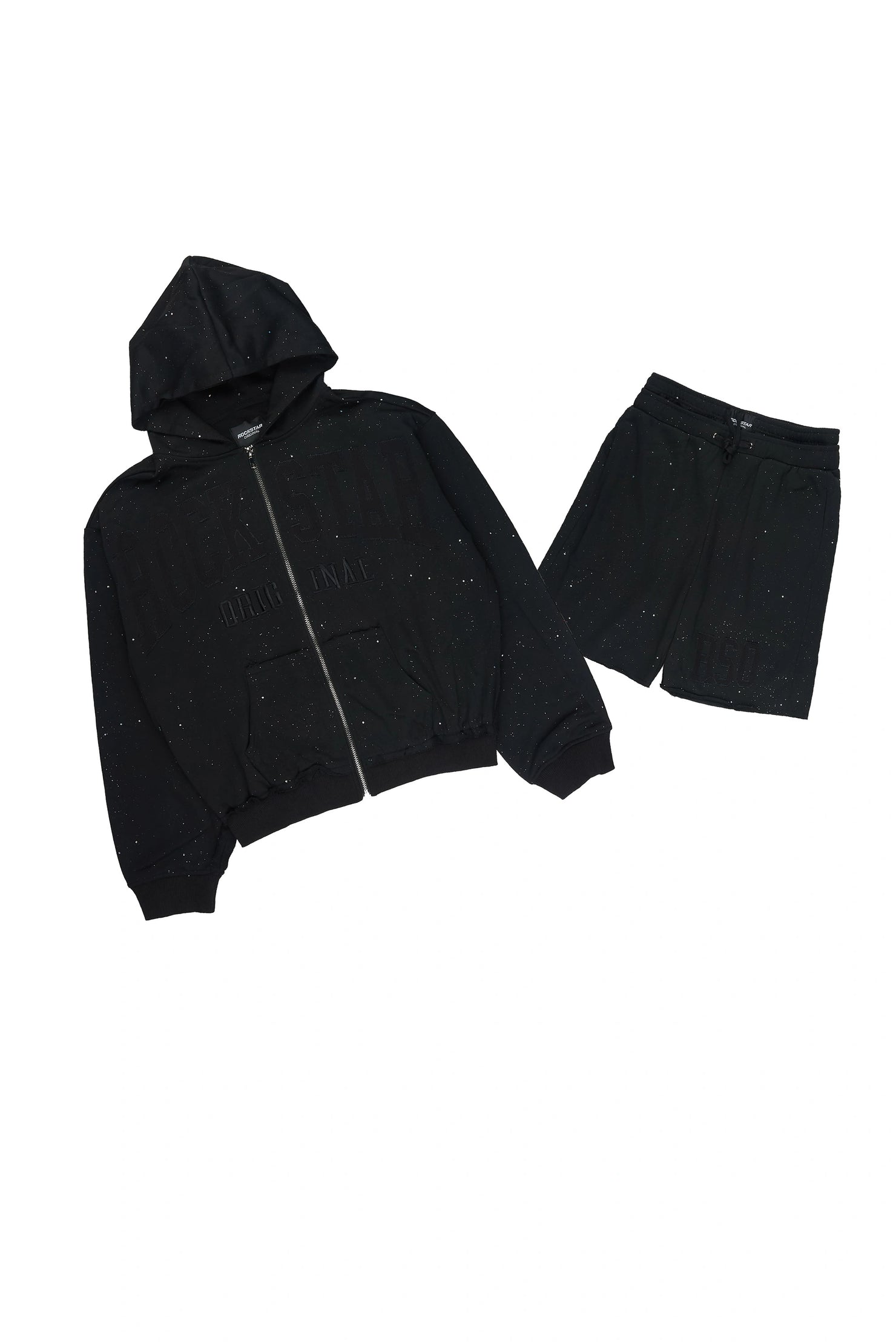 Boys Akila Black Hoodie Double Waisted Short Set