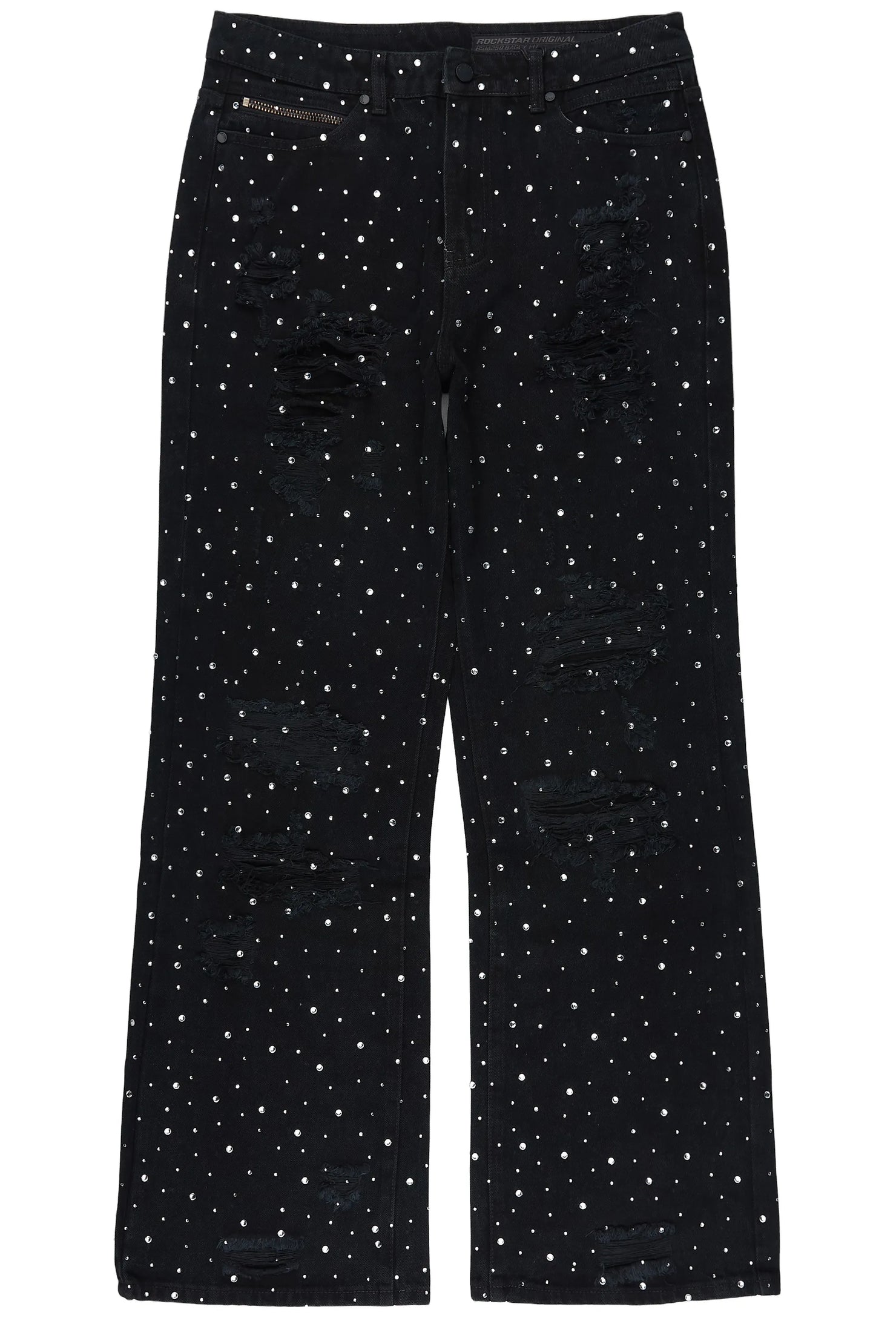 Iden Black Rhinestone Baggy Fit Jean