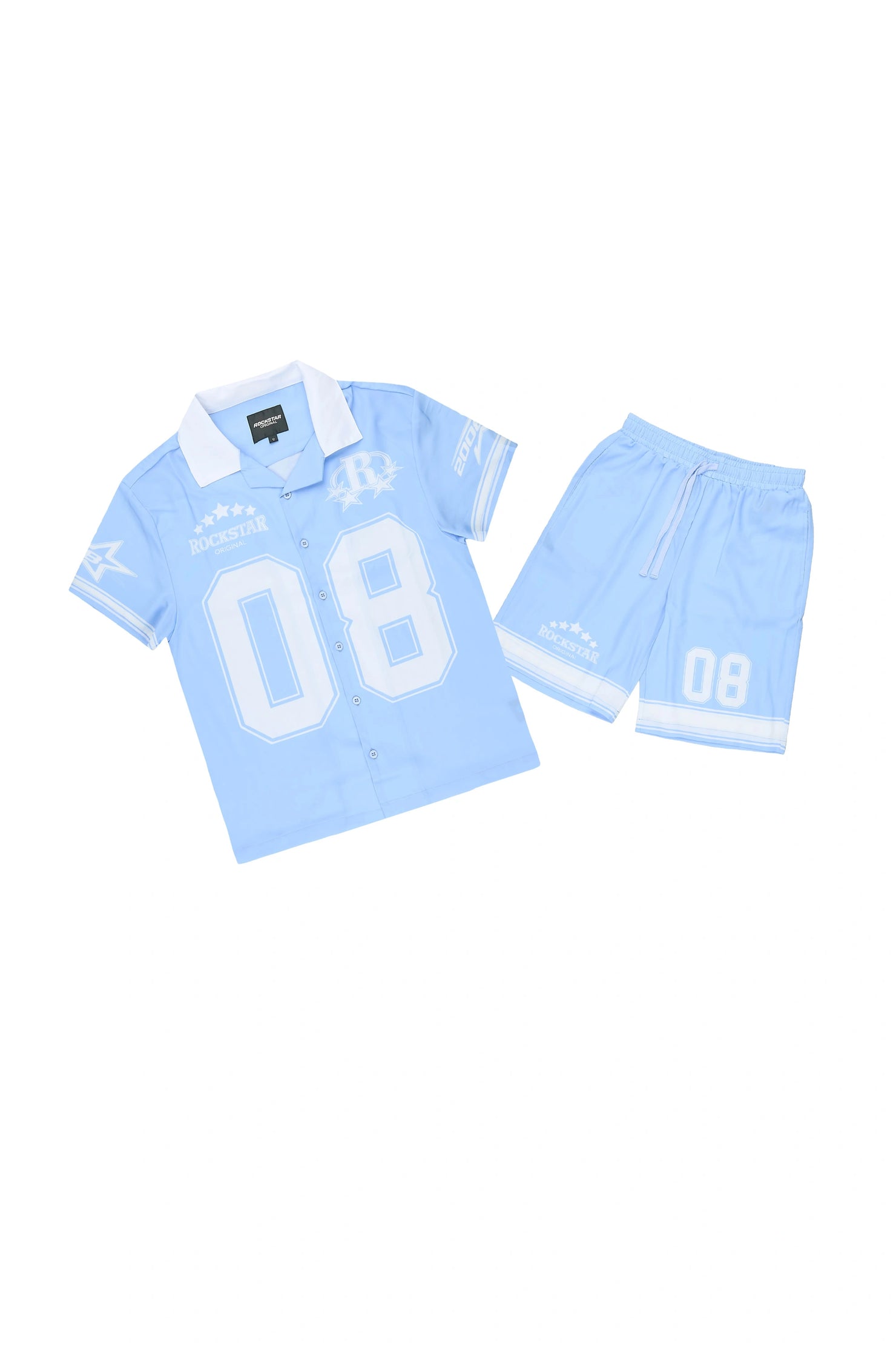 Boys Tim Blue Button Down T-Shirt/Short Set