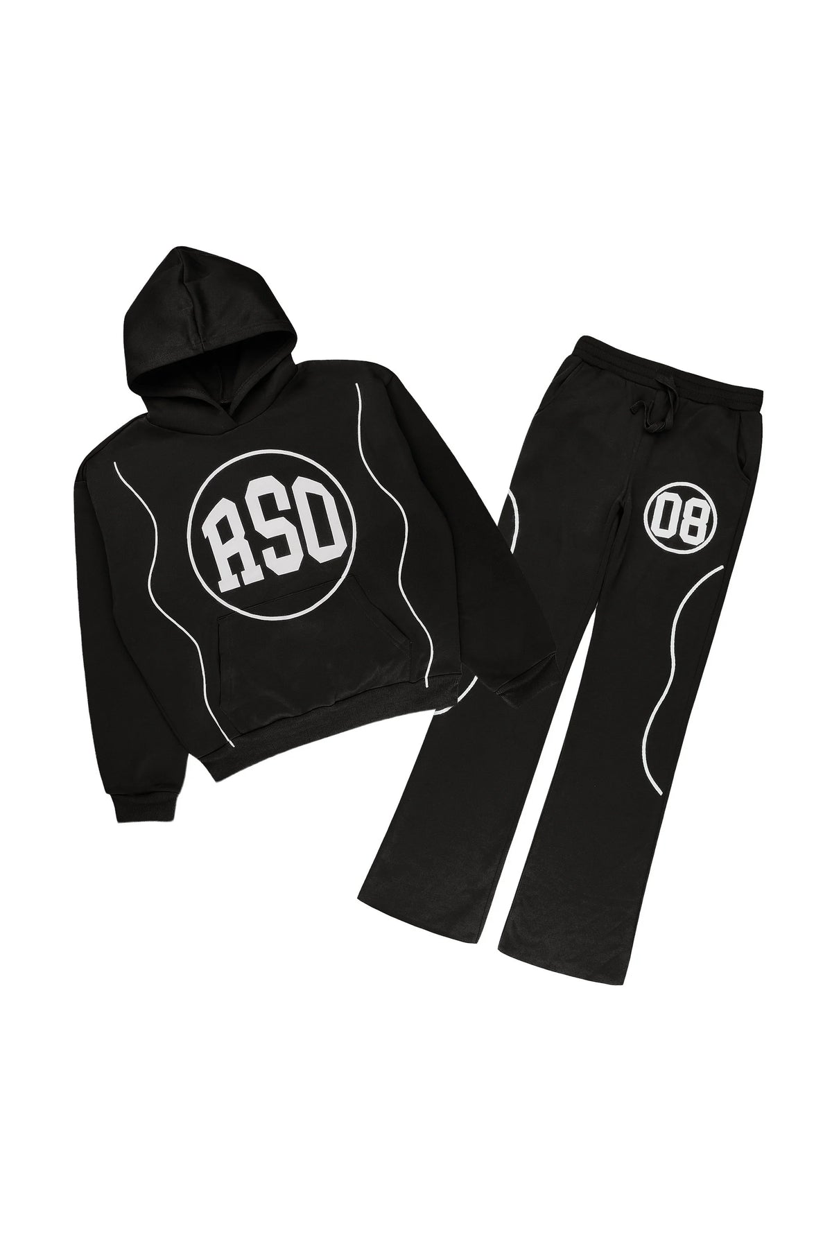 Boys Gazo Black Hoodie Stacked Track Set
