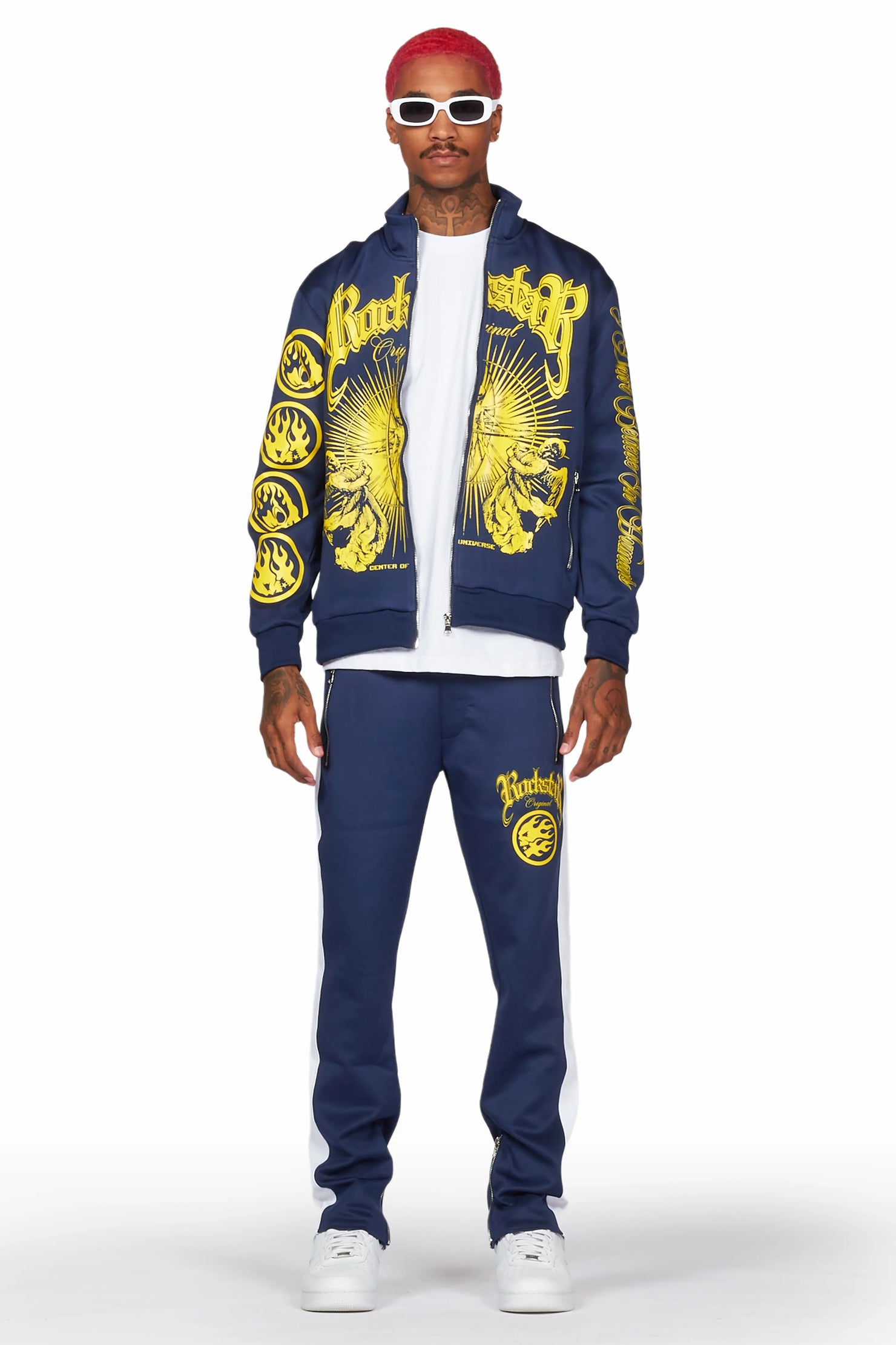 Yarden Navy Tricot Slim Fit Track Set