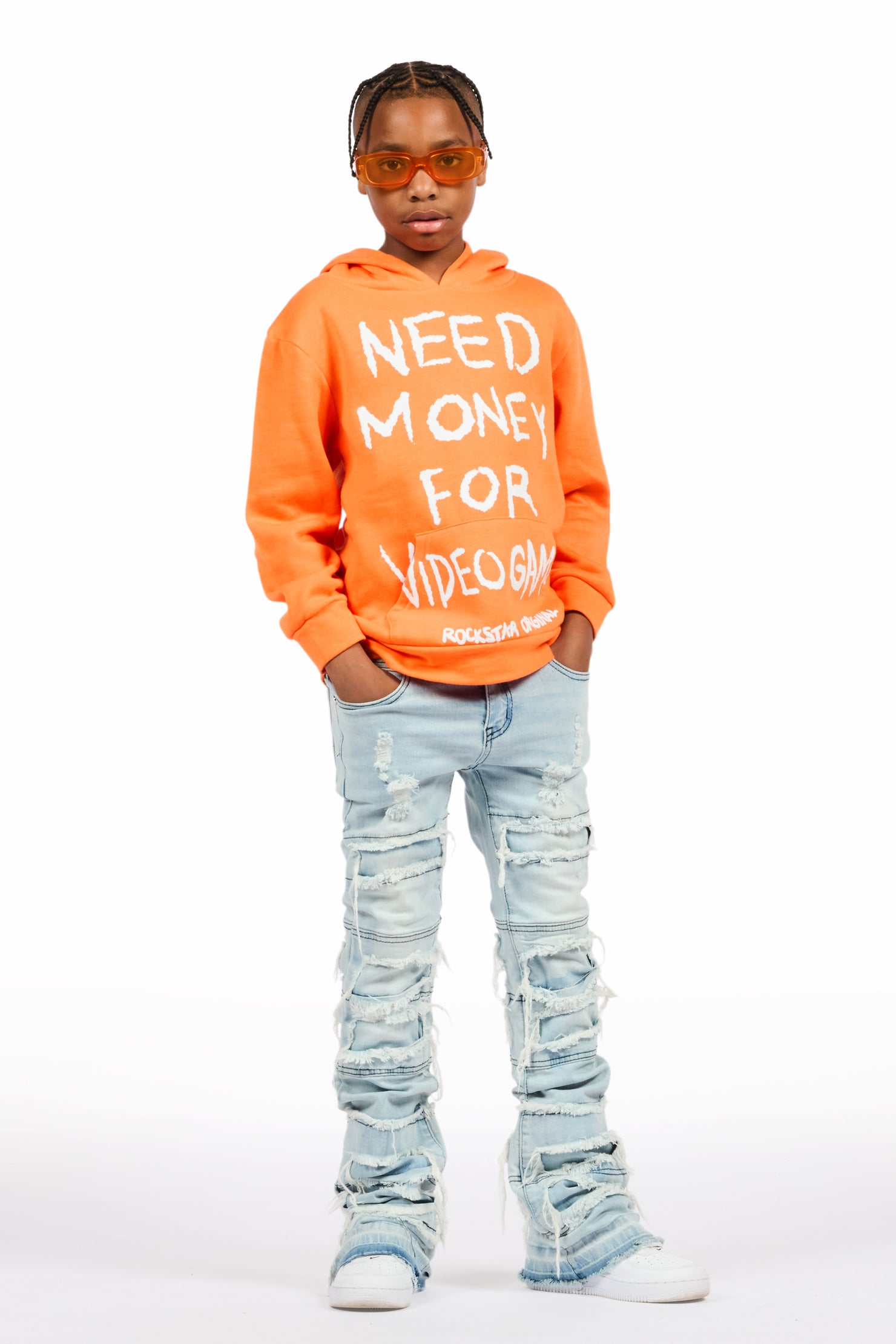 Boys Vasco Light Blue Stacked Flare Jean