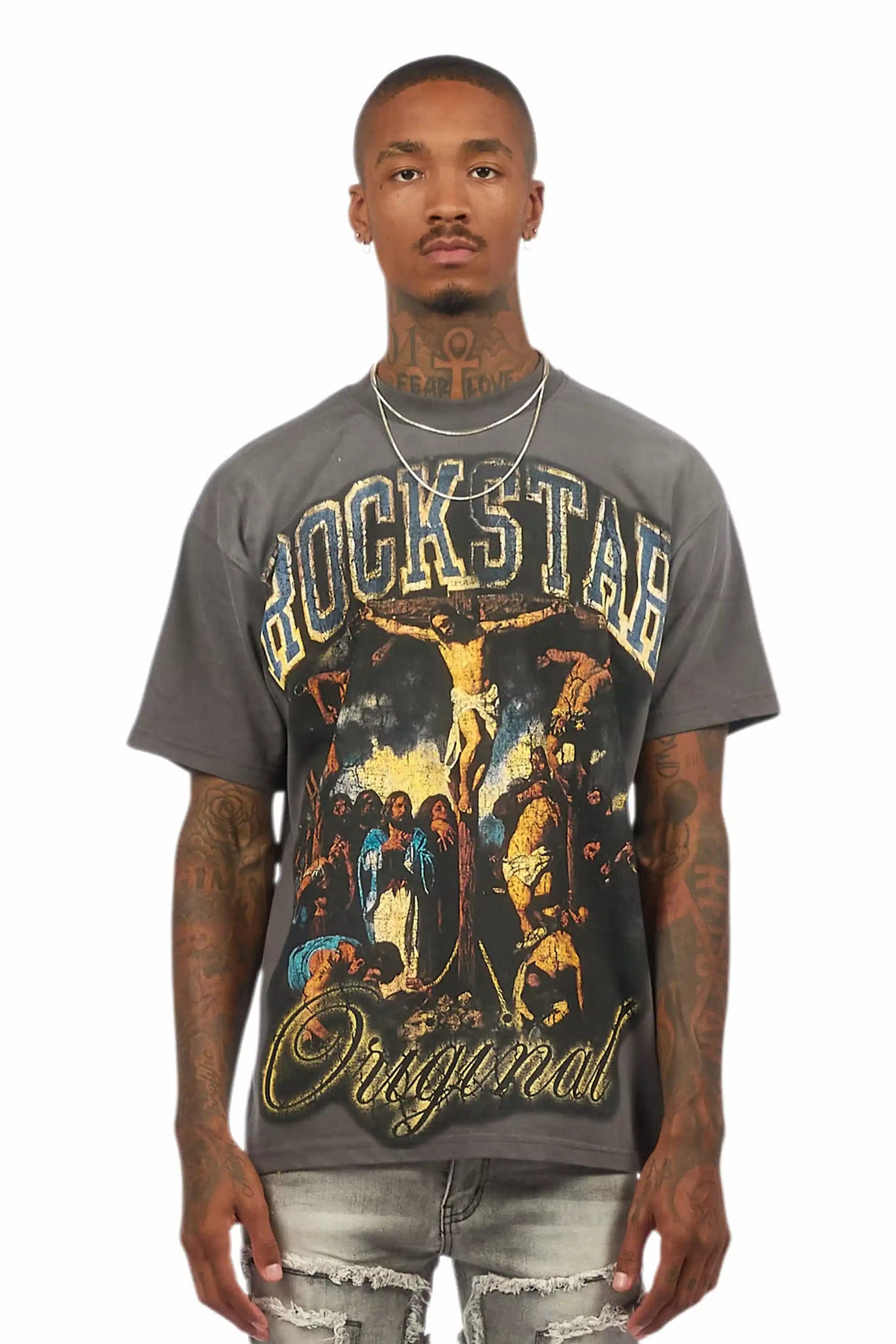 Waller Vintage Grey Oversized Graphic T-Shirt