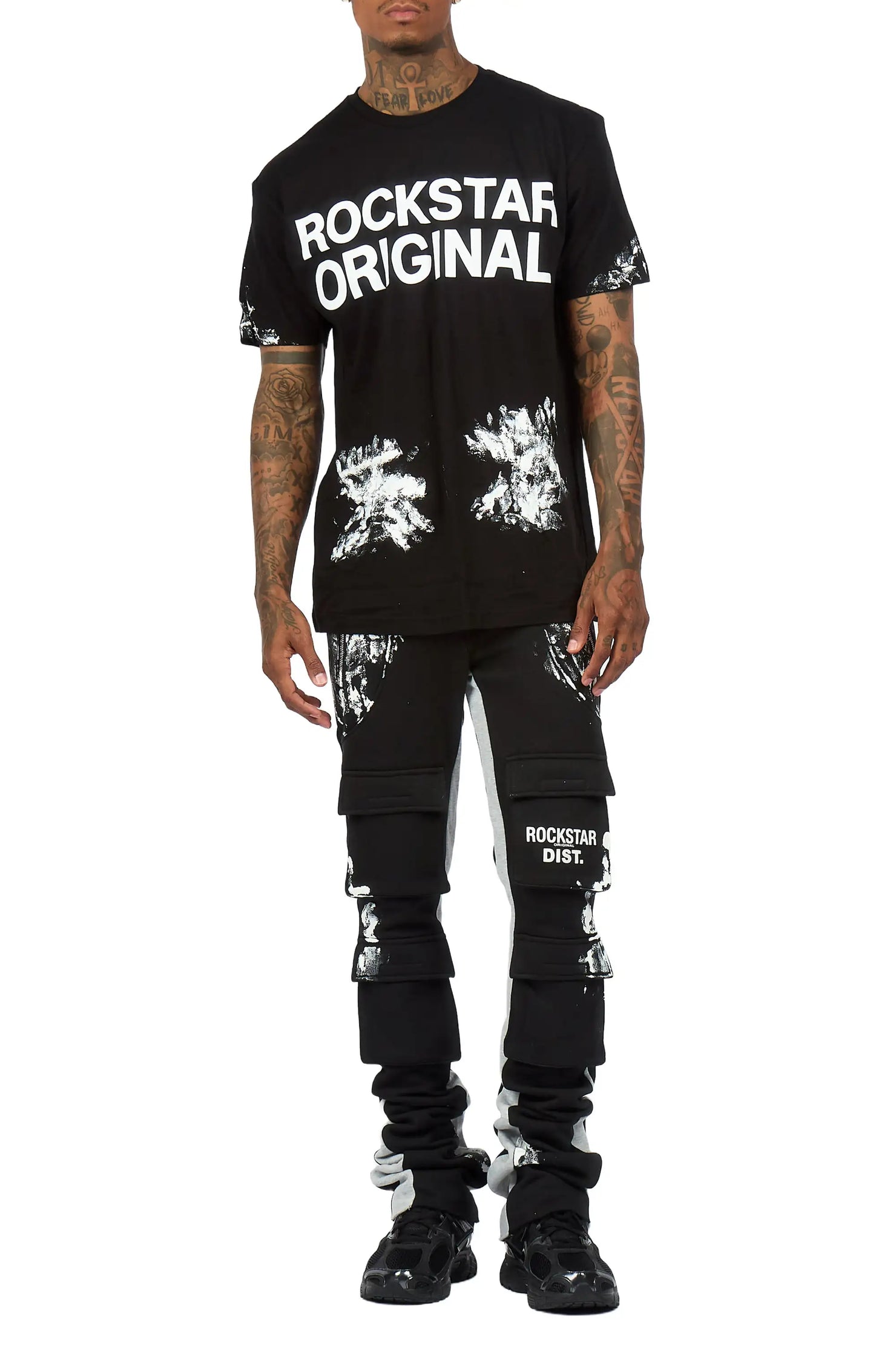 Antoon 2.0 Black T-Shirt/Stacked Flare Track Set