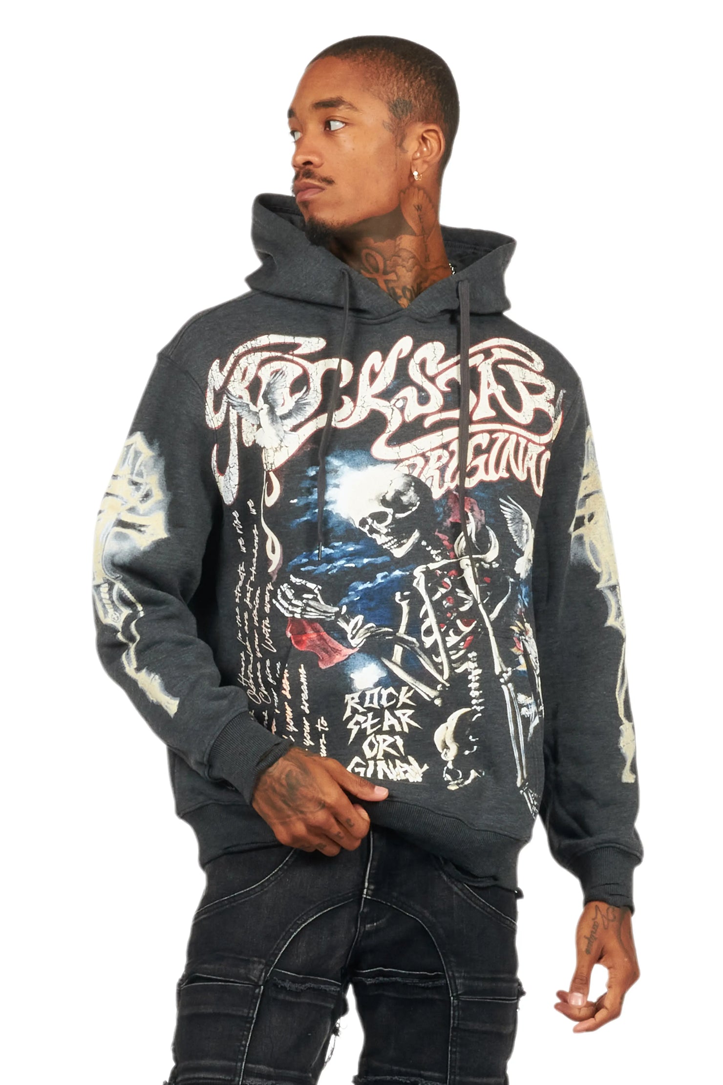 Danby Charcoal Graphic Distressed Hoodie