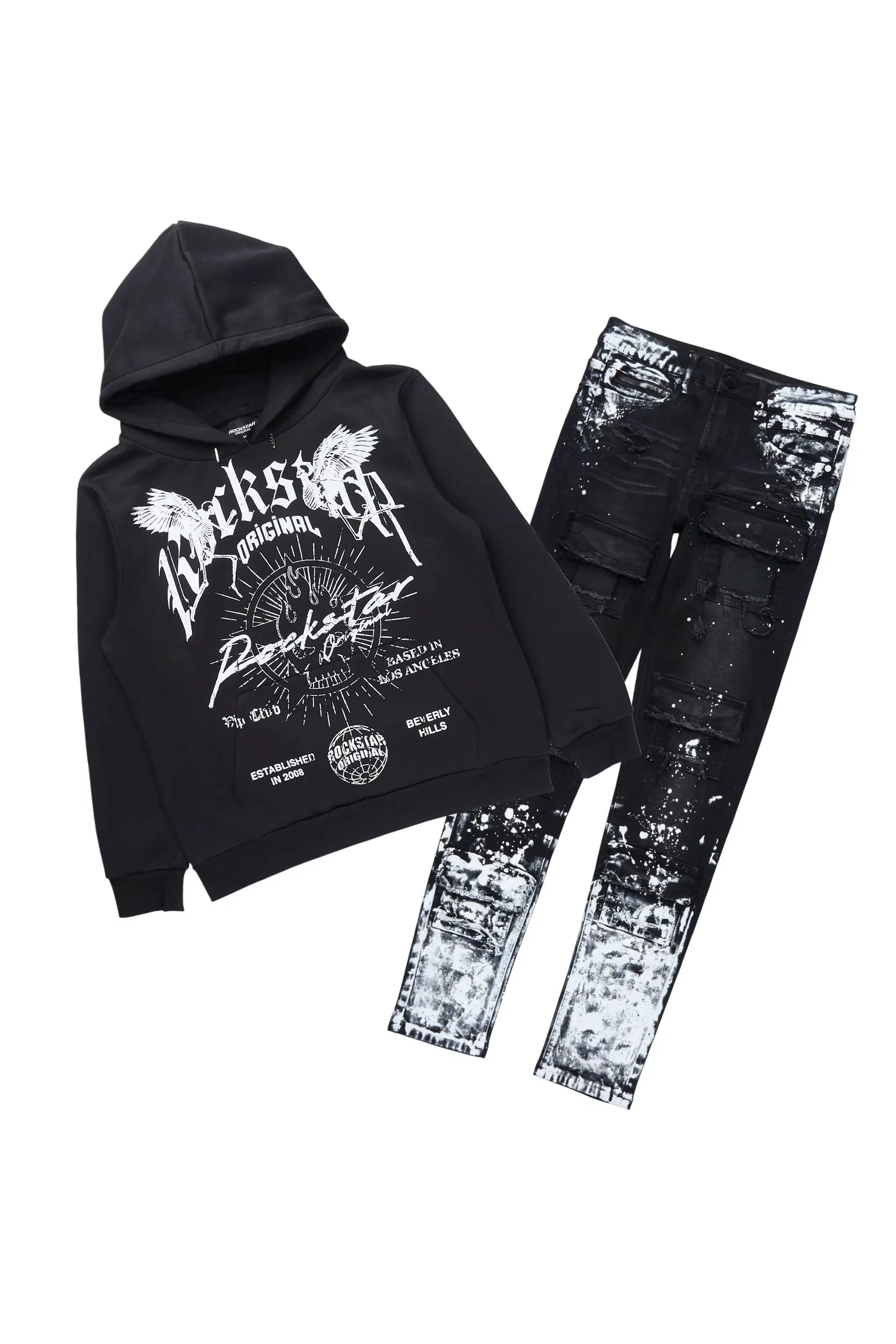 Tally Black/Black Hoodie/Slim Fit Jean Set