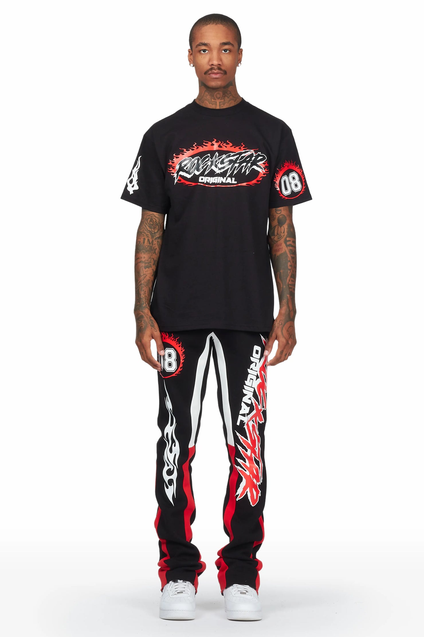 Draven Black/Red T-Shirt Stacked Flare Trackset