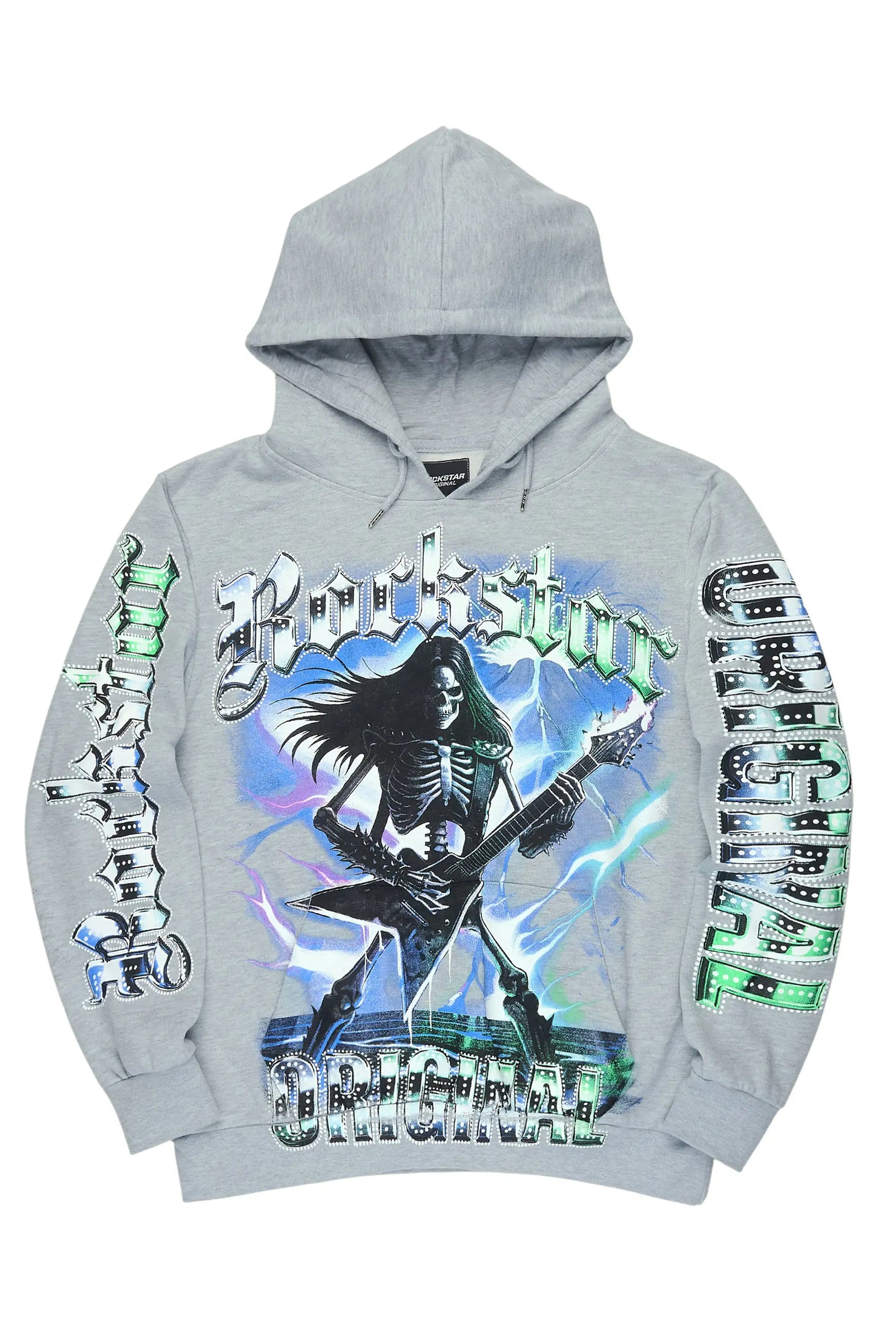 Wekken Heather Grey/Blue Graphic Hoodie