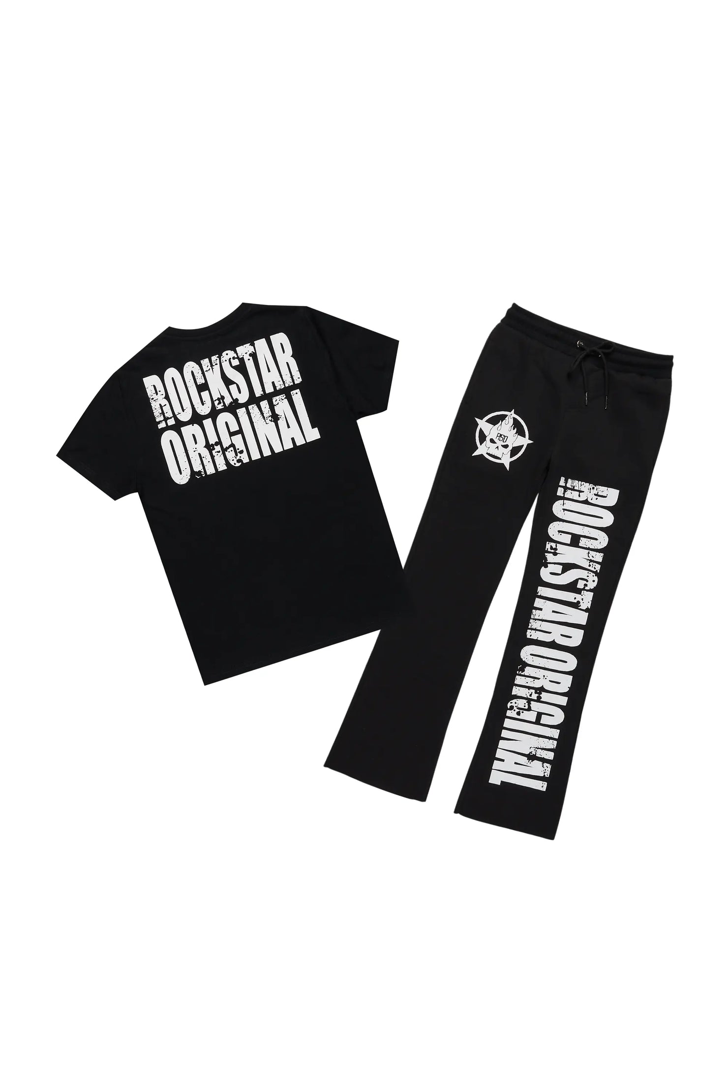 Boys Keve Black T-Shirt Flare Sweat Pant Set