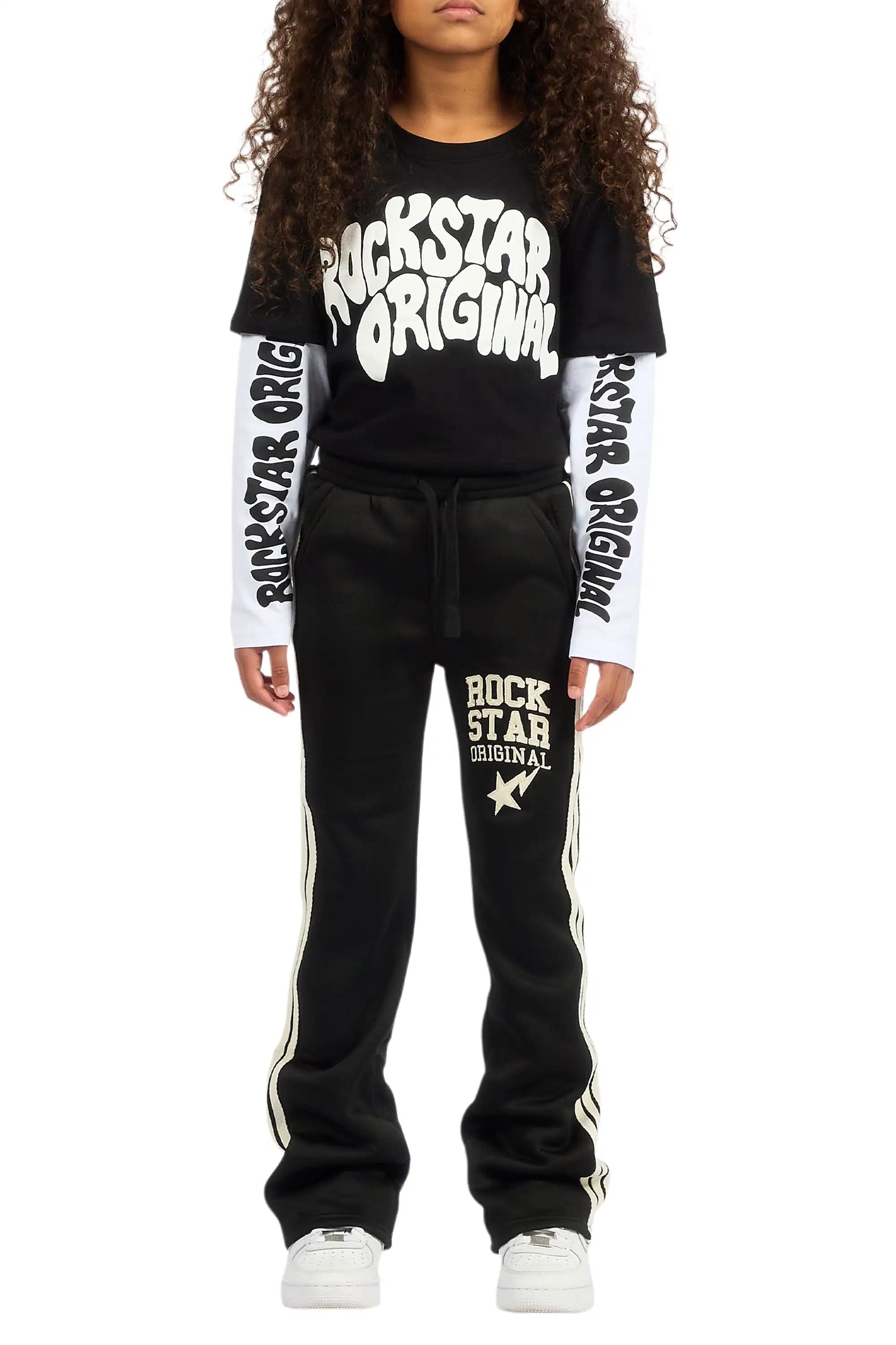 Girls Gerrit  Black  Baggy Stacked Flare Pants