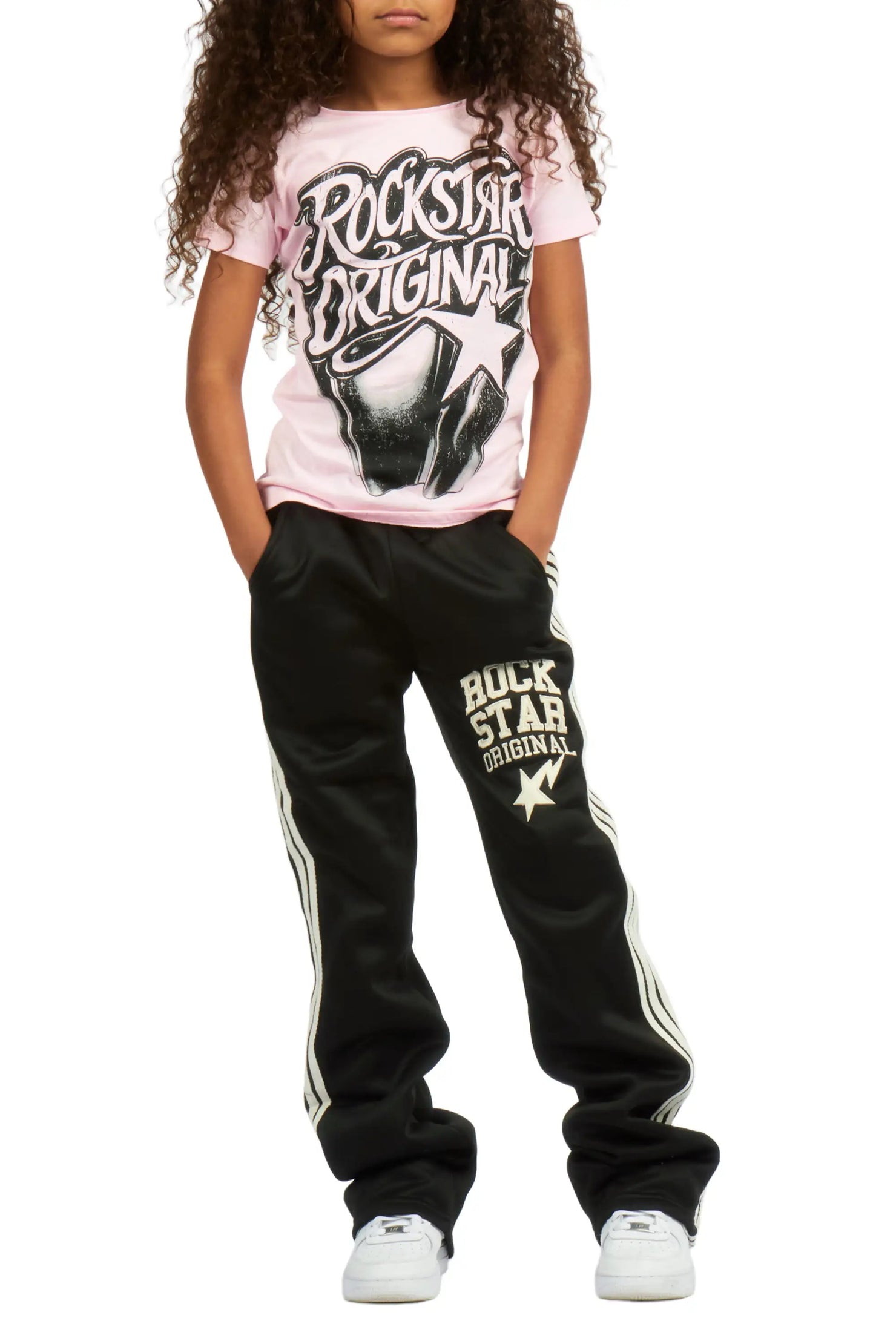 Girls Briana Black Stacked Flare Pant