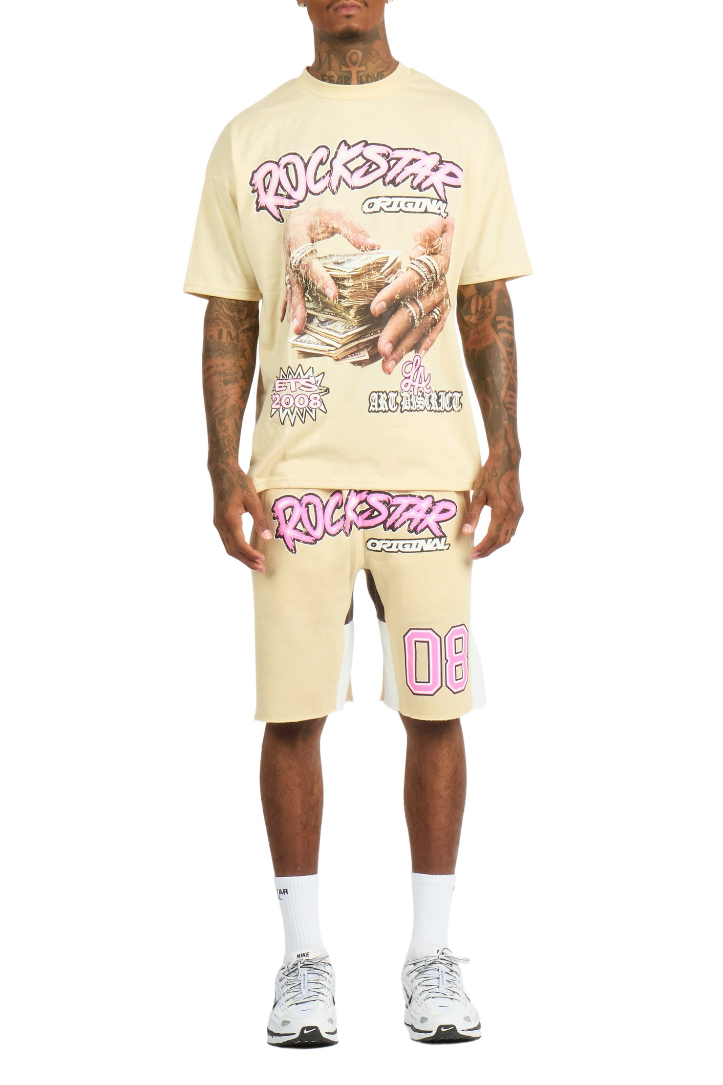 Madhur Beige/Pink T-Shirt/Short Set