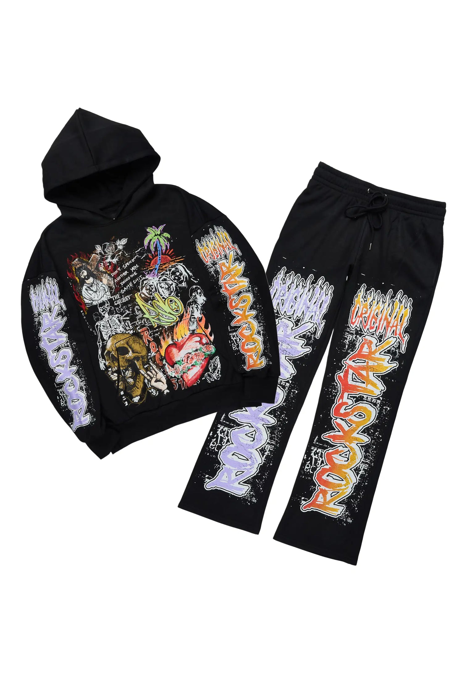 Zyver Black Hoodie/Baggy Pant Track Set