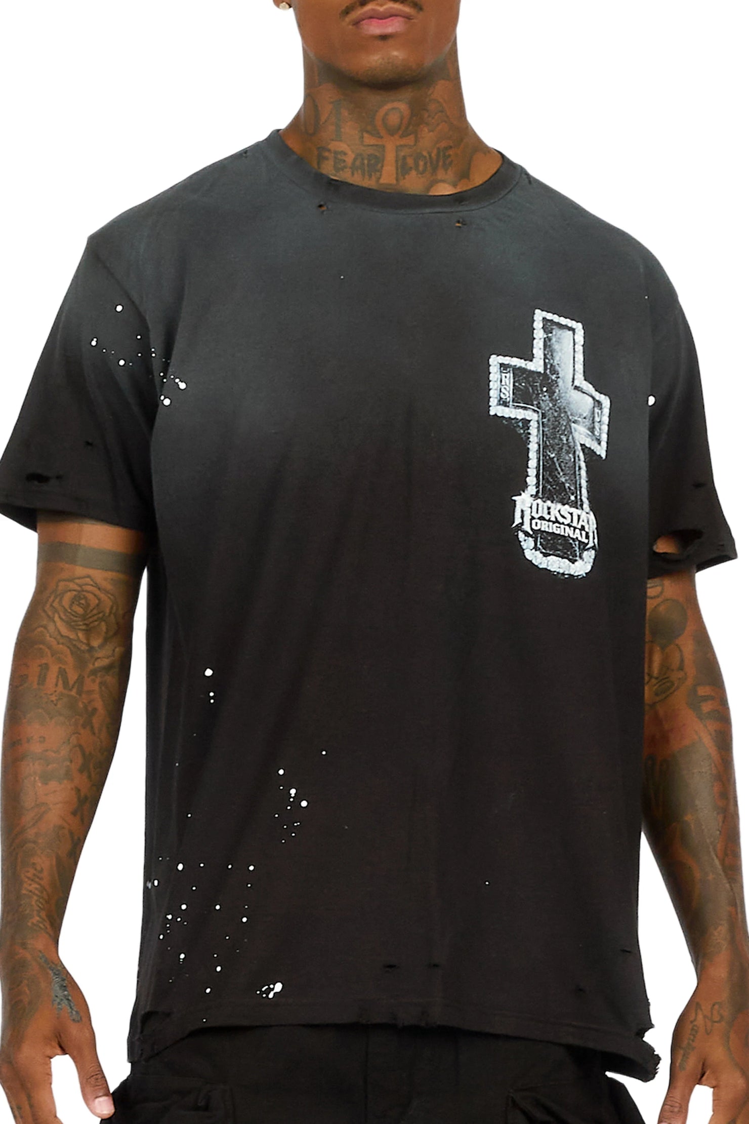 Gato Black Oversized Graphic T-Shirt