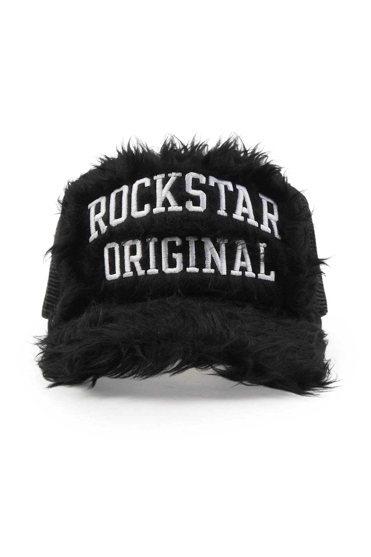 Shaggy Black Fur Trucker Hat
