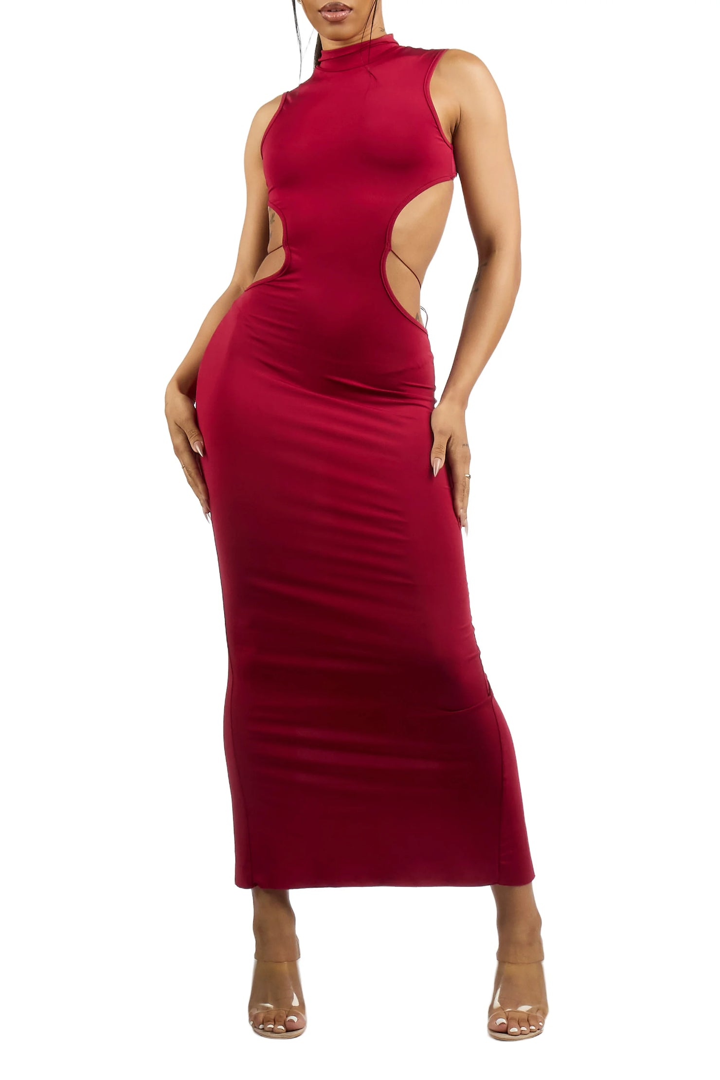 Lo-Fly Butterfly Back Burgundy Maxi Dress