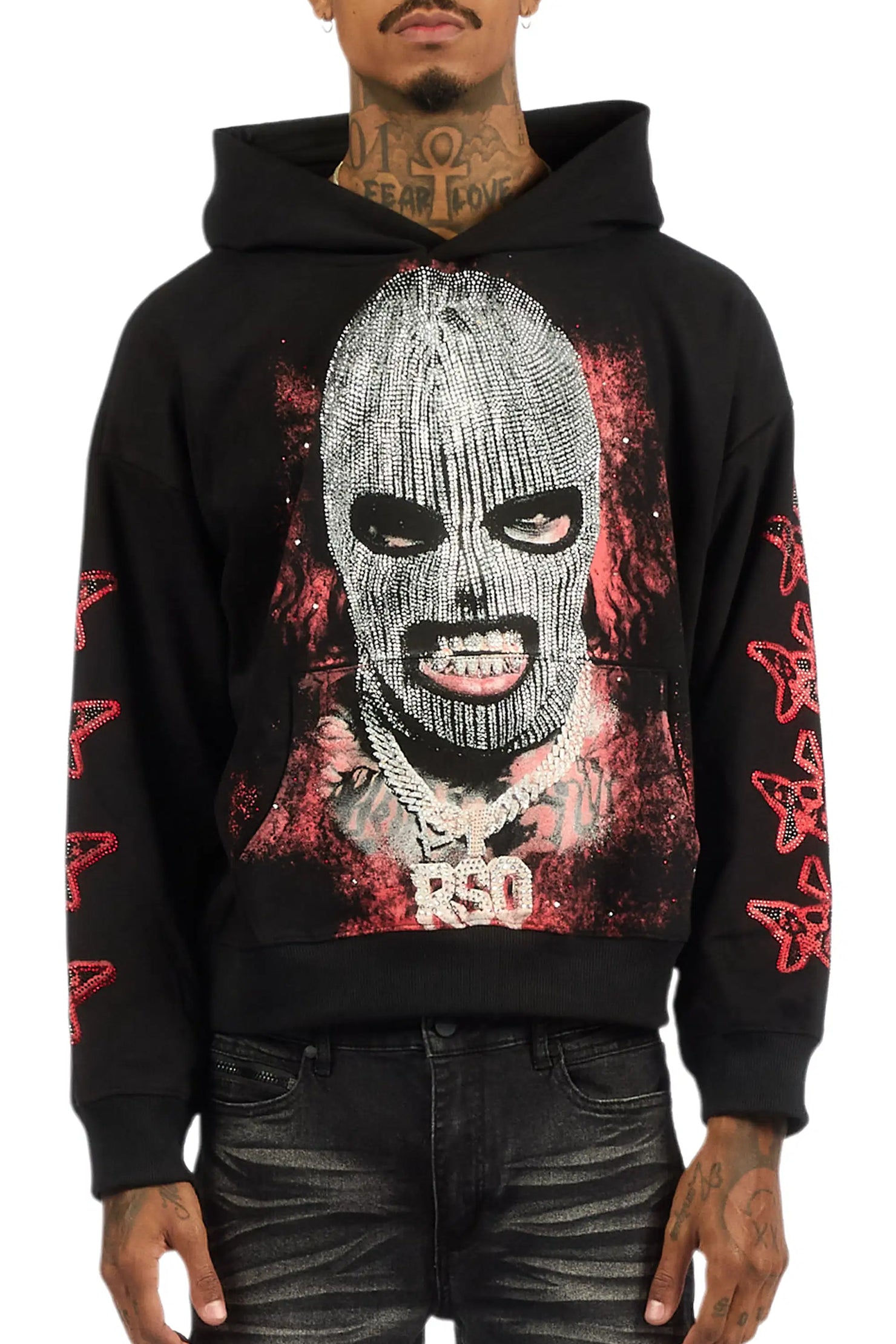 Tyvion Black Rhinestone Oversized Hoodie