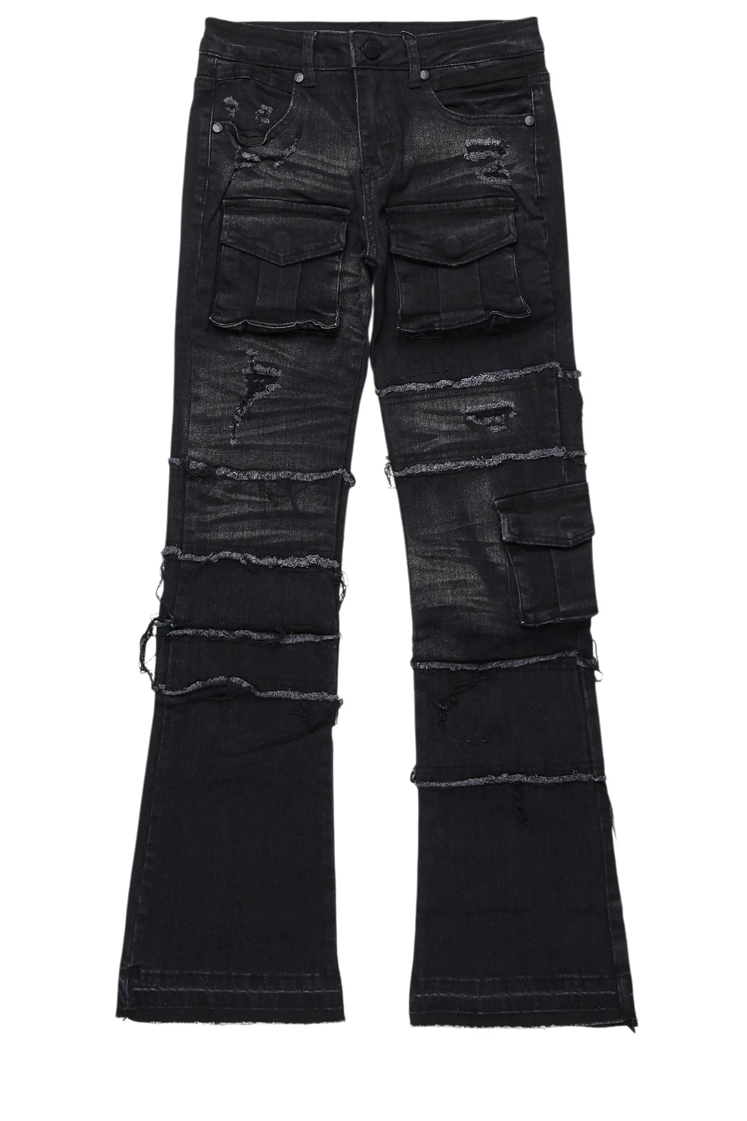 Boys Folant Black Slim Stacked Flare Jean