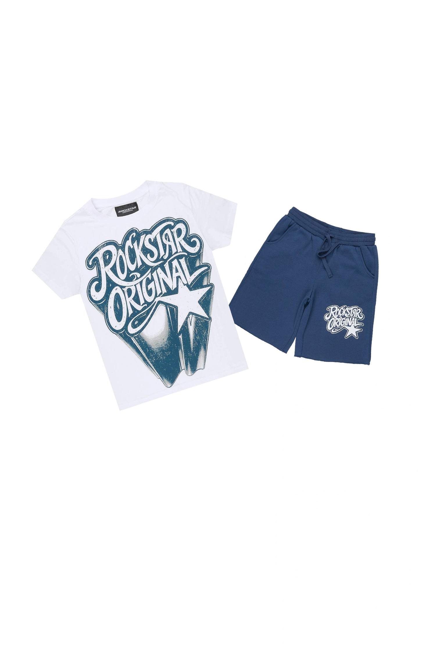 Boys Zayden White/Navy T-Shirt Short Set