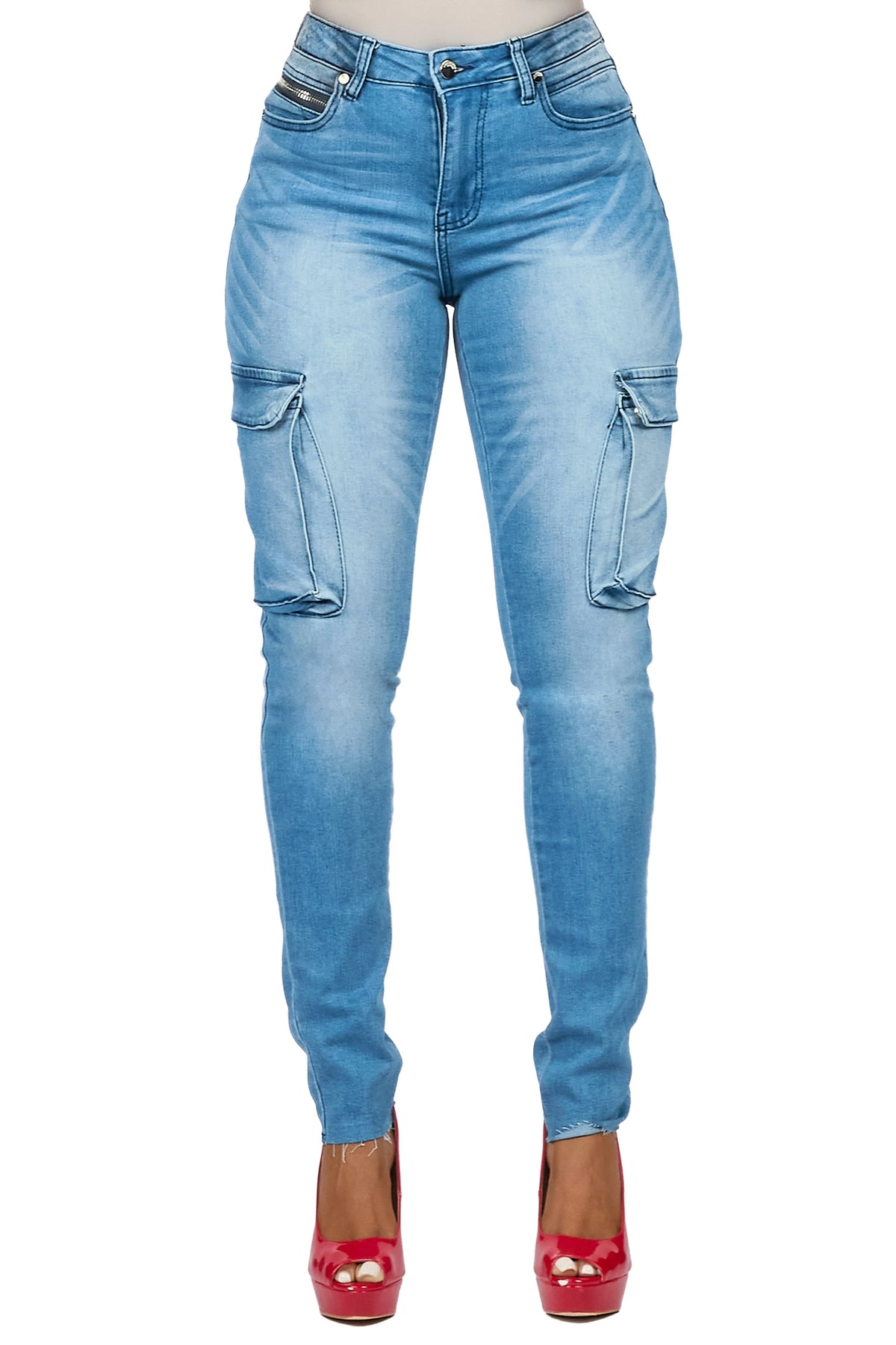 Kimwona Light Wash Cargo Skinny Jean