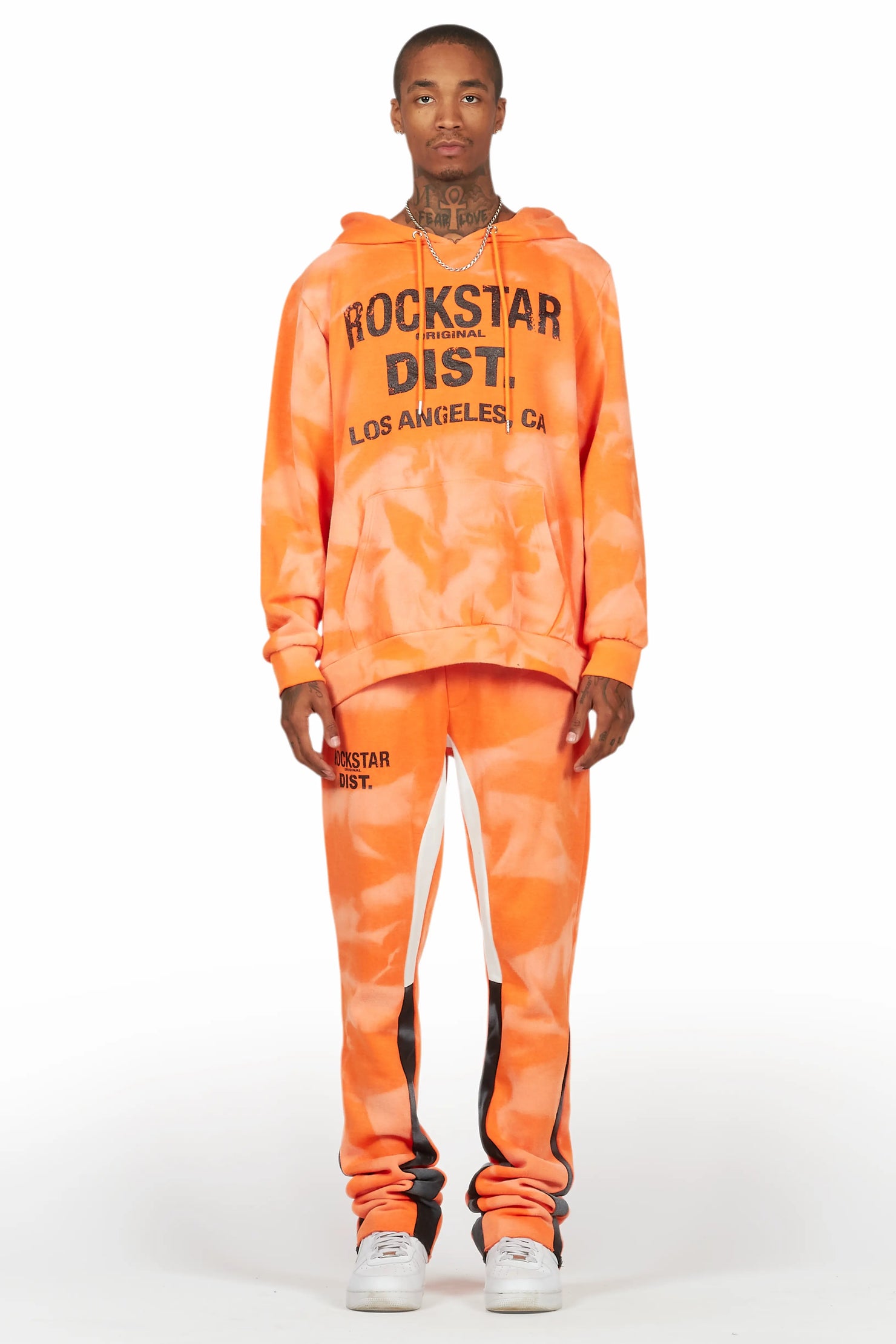 Nelly Orange Hoodie Stacked Flare Track Set