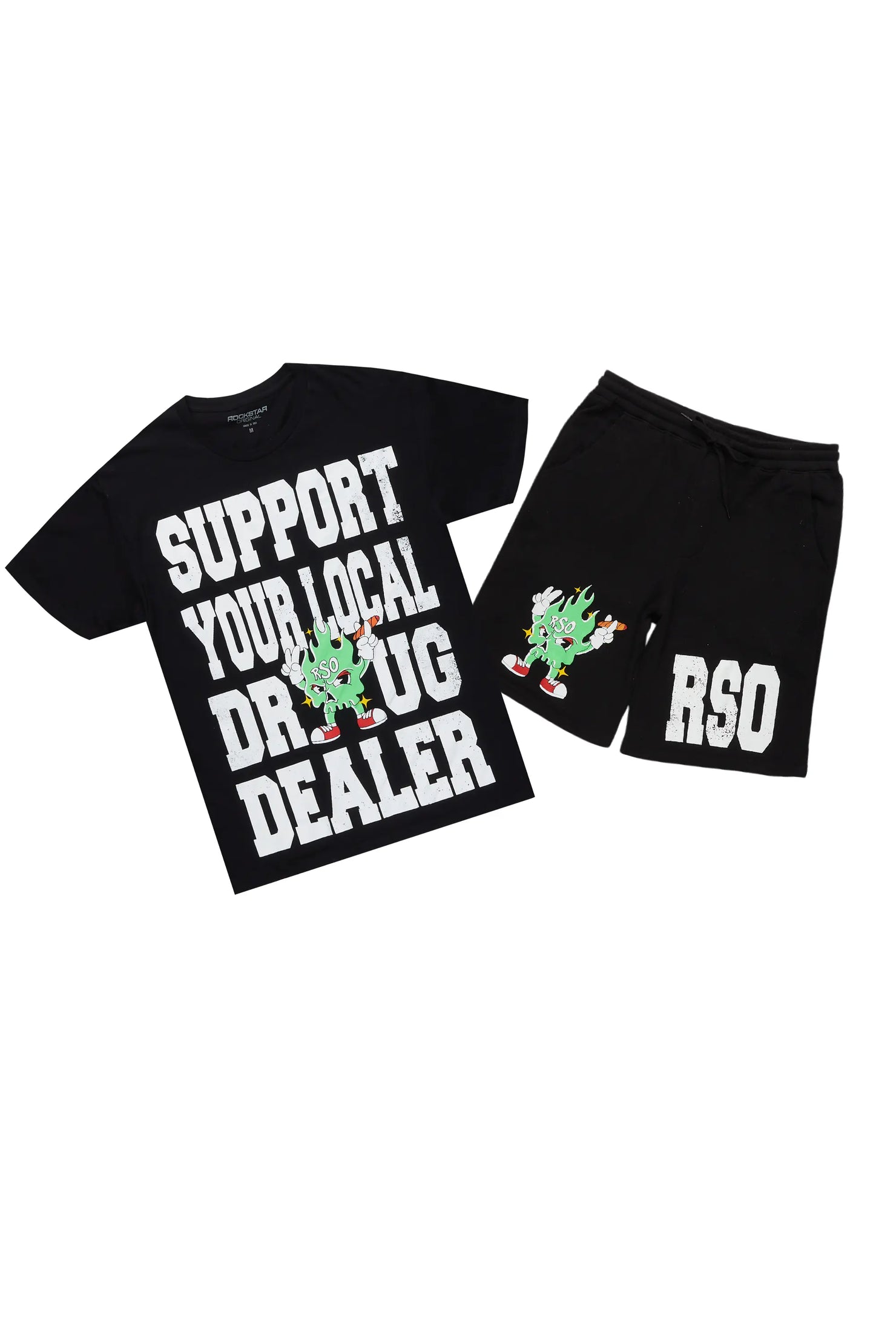 Tarl Black Graphic T-Shirt Short Set